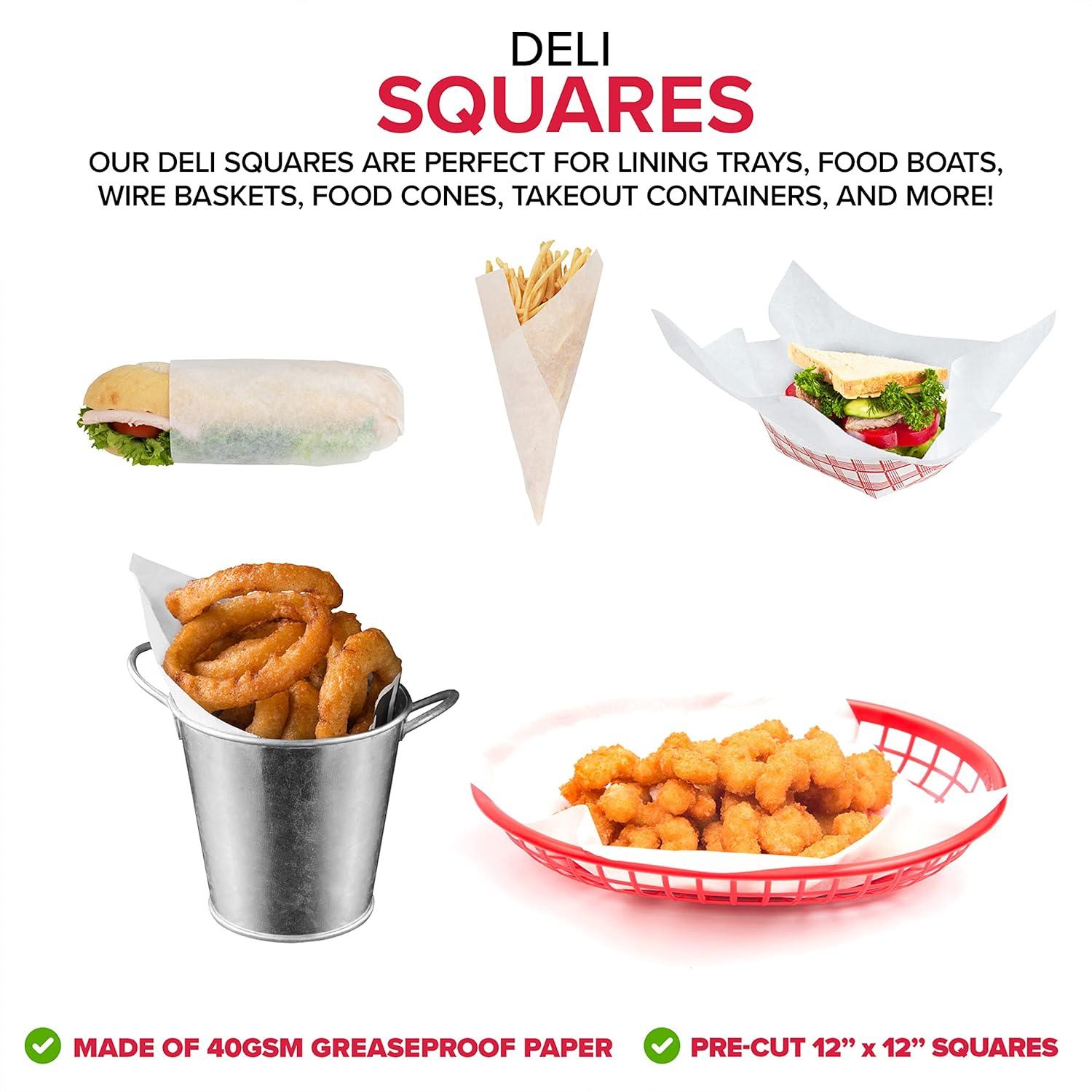 image250 Count 12x12 White Wax Paper Sheets for Food Basket Liners Sandwich Wrap Squares Burger Wraps Waxed Deli Wrappers for Burrito Wrapping Basket Liner Deli Paper Sheets Stock Your HomeWhite