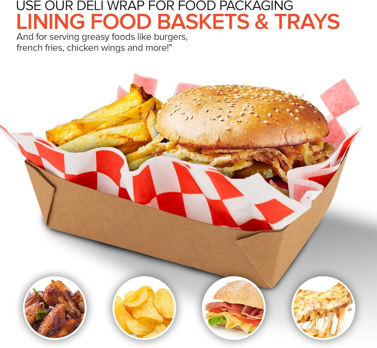 image250 Count 12x12 White Wax Paper Sheets for Food Basket Liners Sandwich Wrap Squares Burger Wraps Waxed Deli Wrappers for Burrito Wrapping Basket Liner Deli Paper Sheets Stock Your HomeRed Checkered