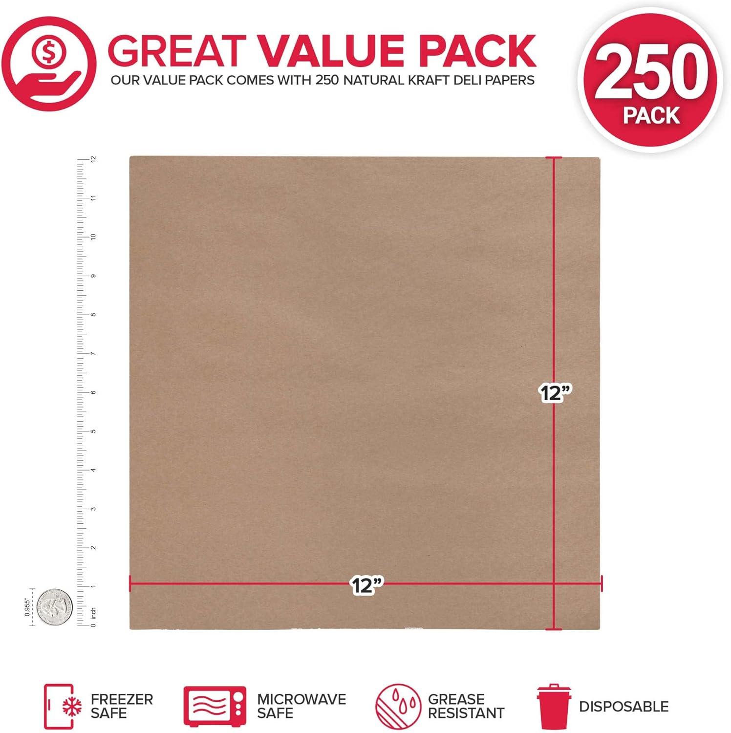 image250 Count 12x12 White Wax Paper Sheets for Food Basket Liners Sandwich Wrap Squares Burger Wraps Waxed Deli Wrappers for Burrito Wrapping Basket Liner Deli Paper Sheets Stock Your HomeKraft