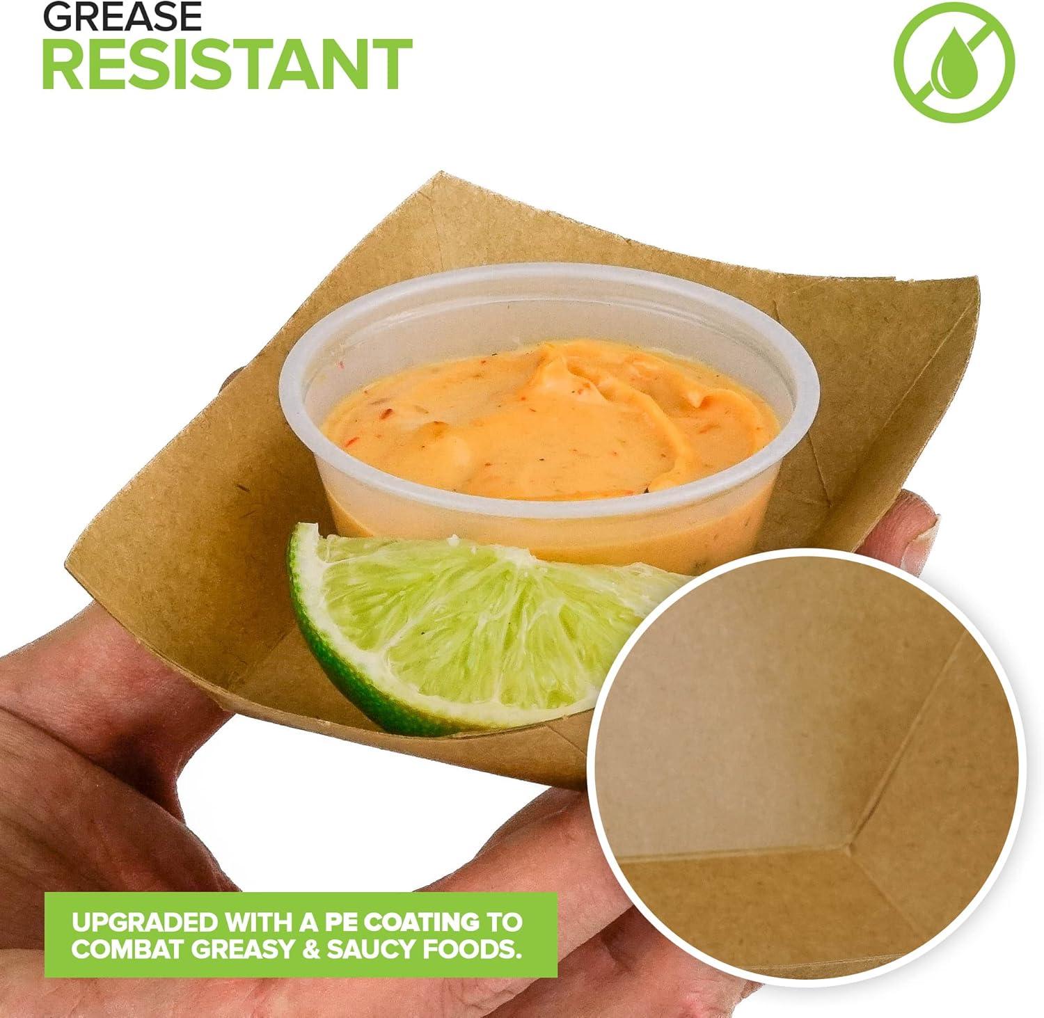 image250 Pack Mini Disposable Brown Kraft Paper Food Trays 025Lb Concession Tray Serving Boats for Party Snacks Taco Bar Seafood Nachos Plates QuarterPound14 lb