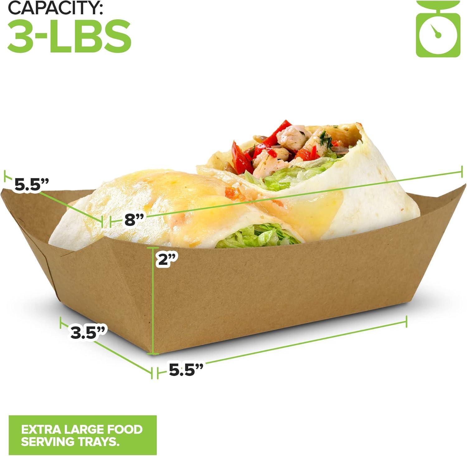 image250 Pack Mini Disposable Brown Kraft Paper Food Trays 025Lb Concession Tray Serving Boats for Party Snacks Taco Bar Seafood Nachos Plates QuarterPound3Lb