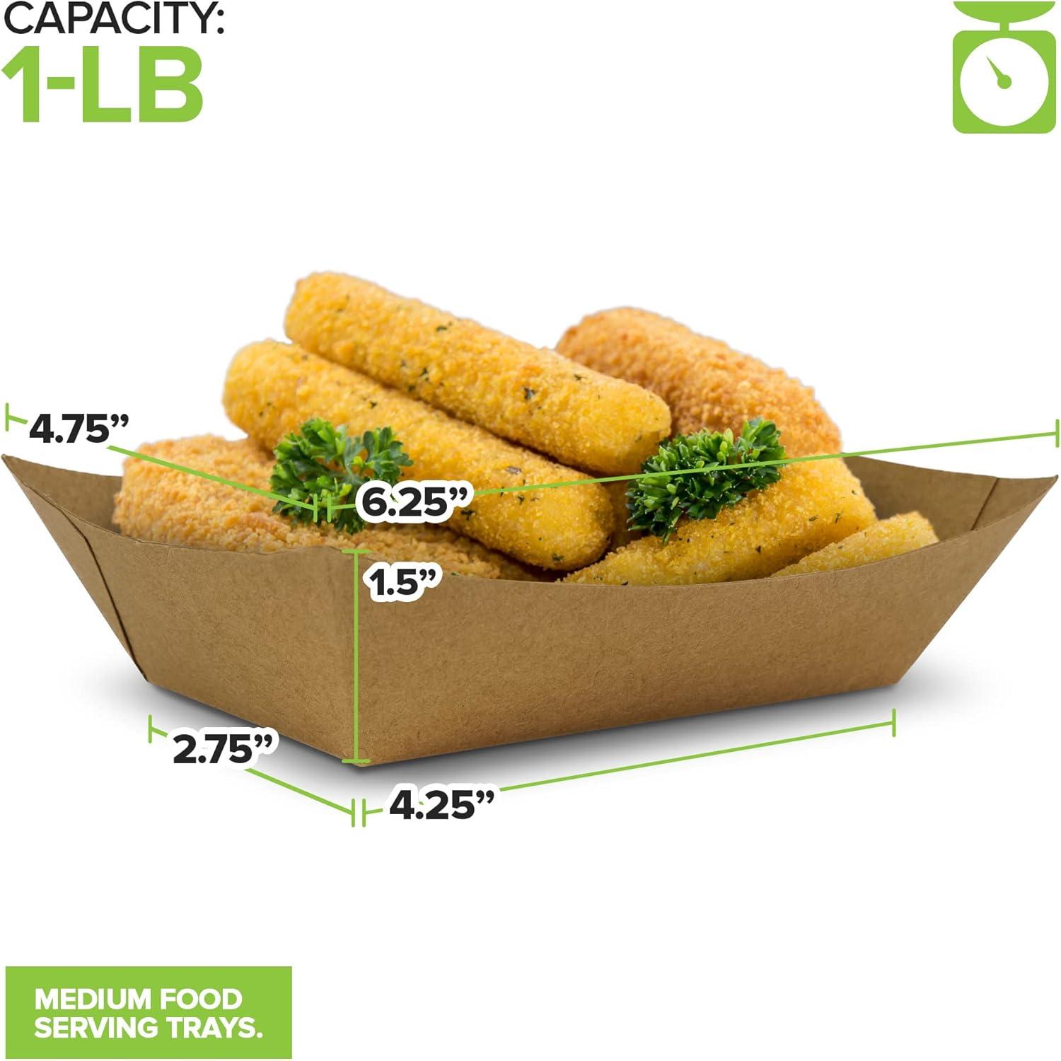 image250 Pack Small Disposable Brown Kraft Paper Food Trays 05Lb Concession Tray Serving Boats for Party Snacks Taco Bar Seafood Nachos Plates HalfPound1 lb