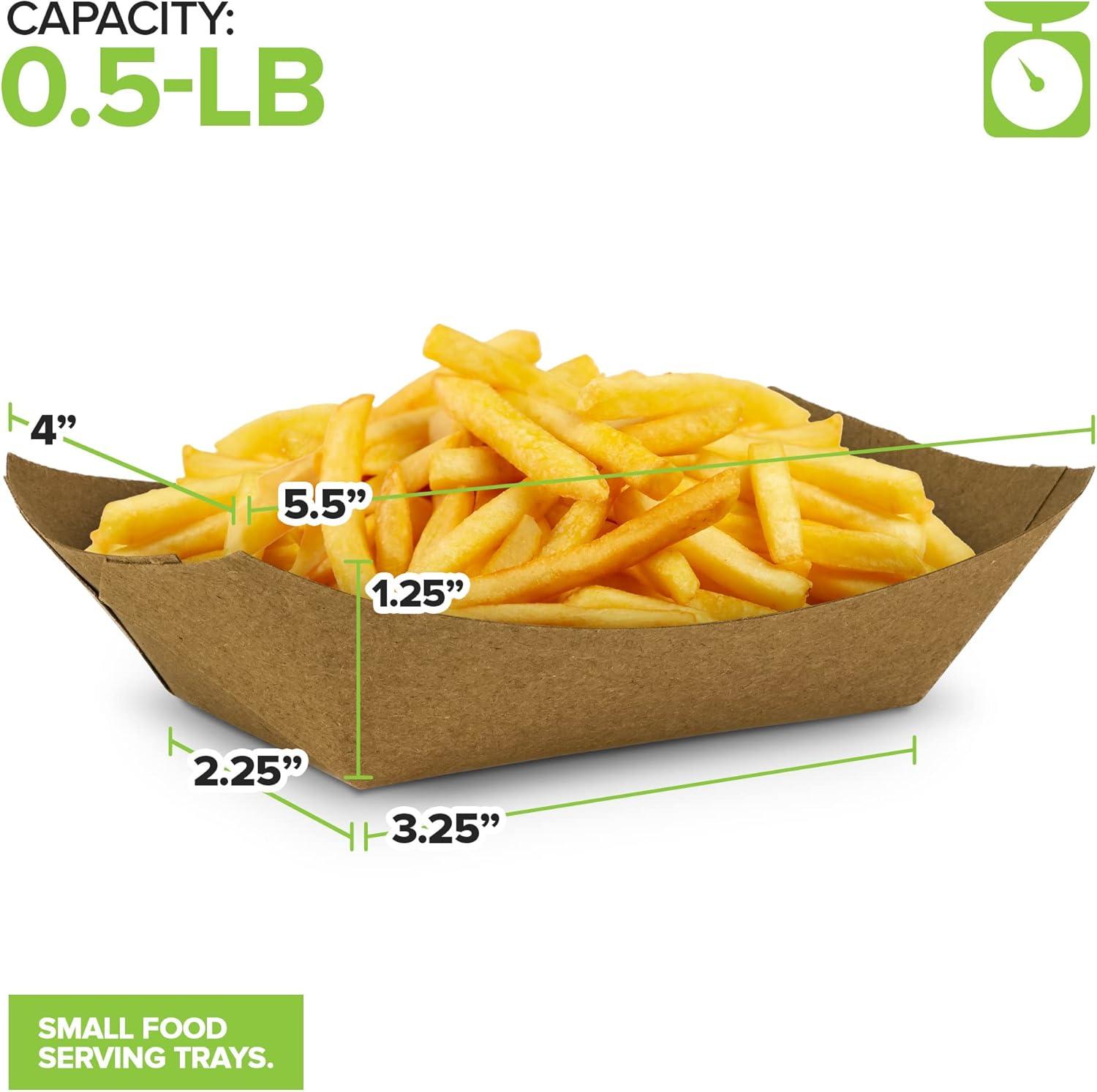 image250 Pack Small Disposable Brown Kraft Paper Food Trays 05Lb Concession Tray Serving Boats for Party Snacks Taco Bar Seafood Nachos Plates HalfPound12 lb