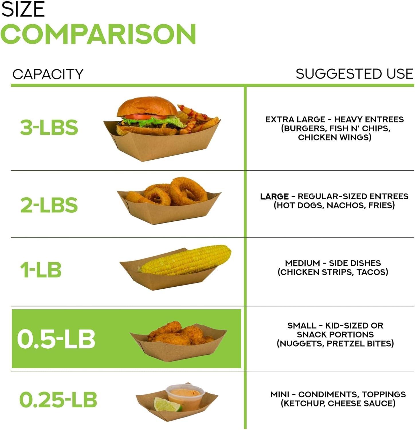 image250 Pack Small Disposable Brown Kraft Paper Food Trays 05Lb Concession Tray Serving Boats for Party Snacks Taco Bar Seafood Nachos Plates HalfPound12 lb