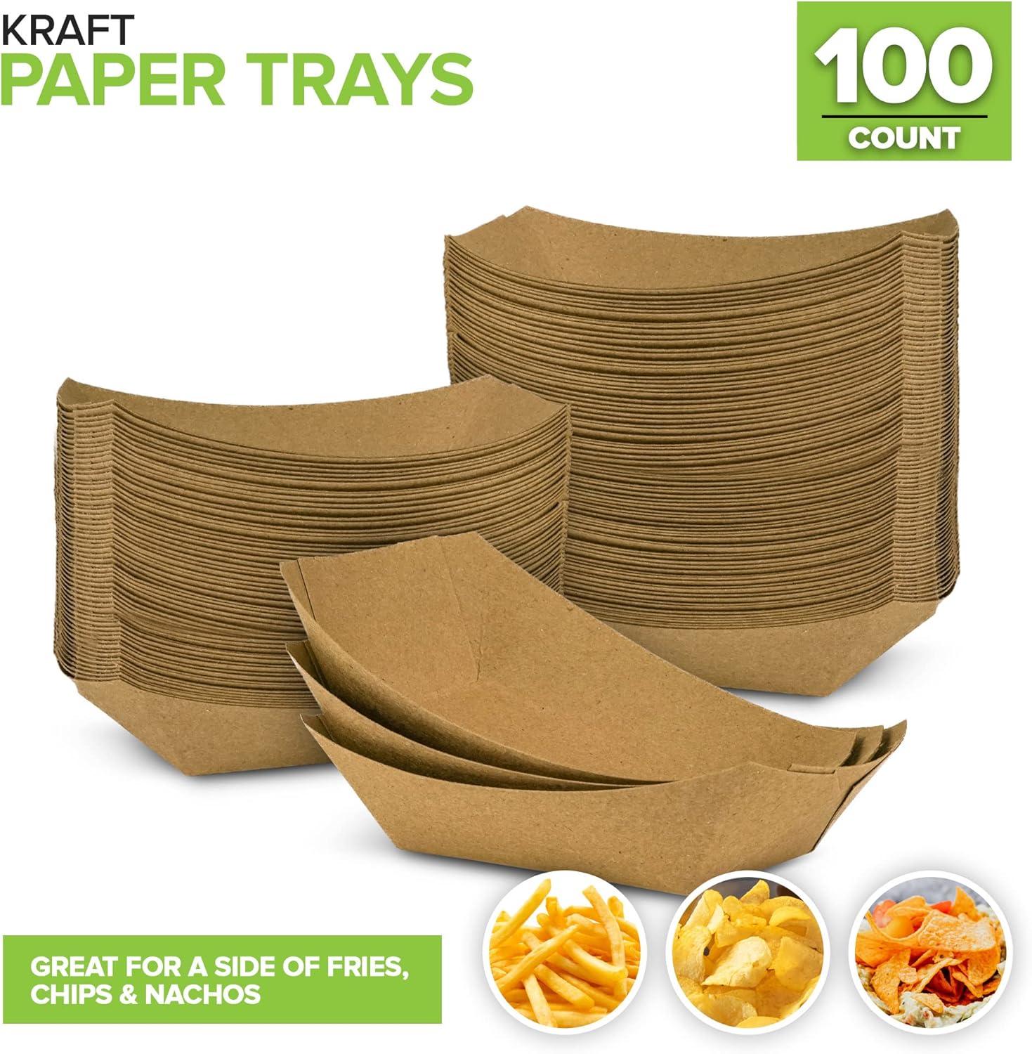 image250 Pack Small Disposable Brown Kraft Paper Food Trays 05Lb Concession Tray Serving Boats for Party Snacks Taco Bar Seafood Nachos Plates HalfPound12 lb
