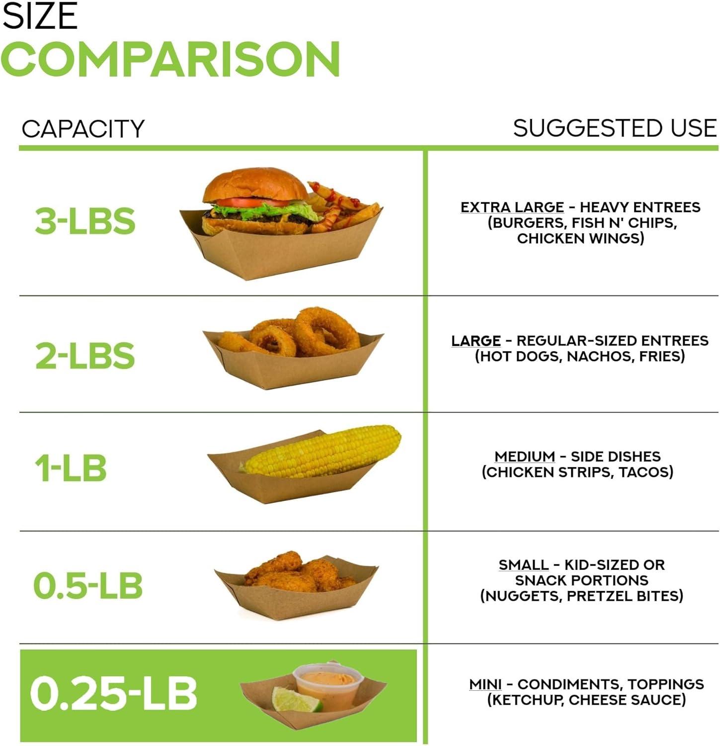 image250 Pack Small Disposable Brown Kraft Paper Food Trays 05Lb Concession Tray Serving Boats for Party Snacks Taco Bar Seafood Nachos Plates HalfPound14 lb