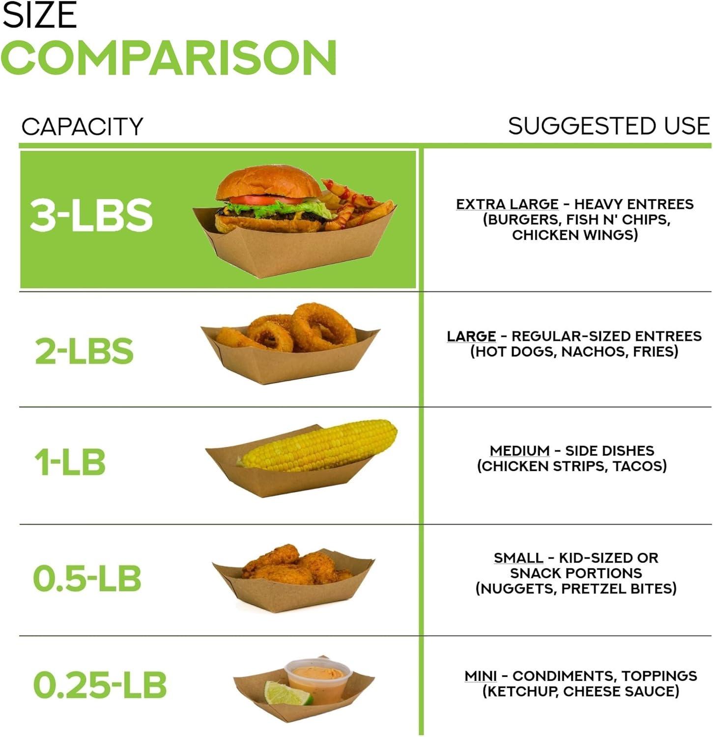 image250 Pack Small Disposable Brown Kraft Paper Food Trays 05Lb Concession Tray Serving Boats for Party Snacks Taco Bar Seafood Nachos Plates HalfPound3 lb