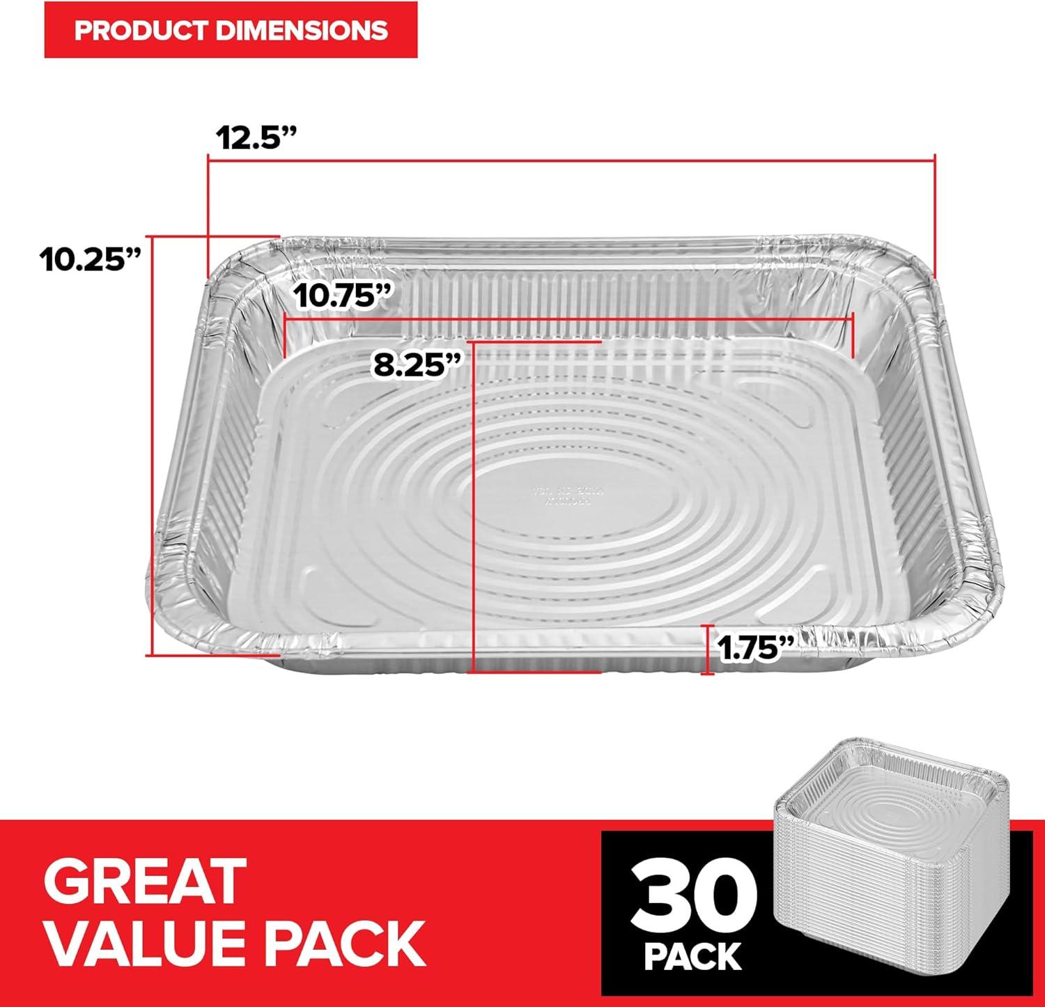 image30 Pack Disposable Aluminum Pans 9x13 Shallow Heavy Duty 175 Deep Foil Pans Baking Tins 13x9 Baking Pan for Cooking and Serving Cookies Brownies Sheet Cake Cookie Sheets Holiday Meal Prep