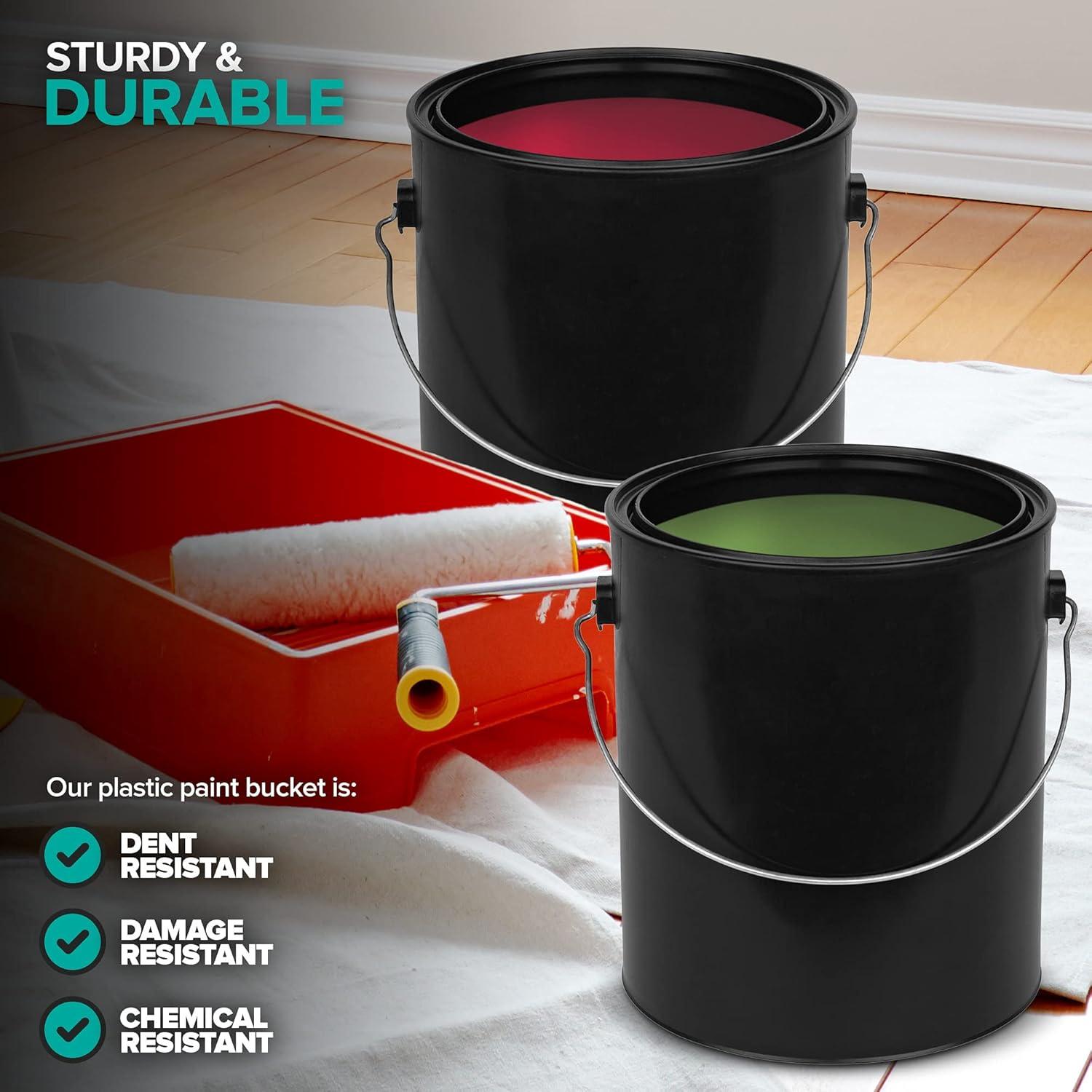 imageAllPlastic Paint Can 4 Pack Gallon Bucket with Metal Handle Small Bucket with Airtight Seal Rust Proof Plastic Paint Container with Lid Reusable Paint Storage Container Stock Your Home