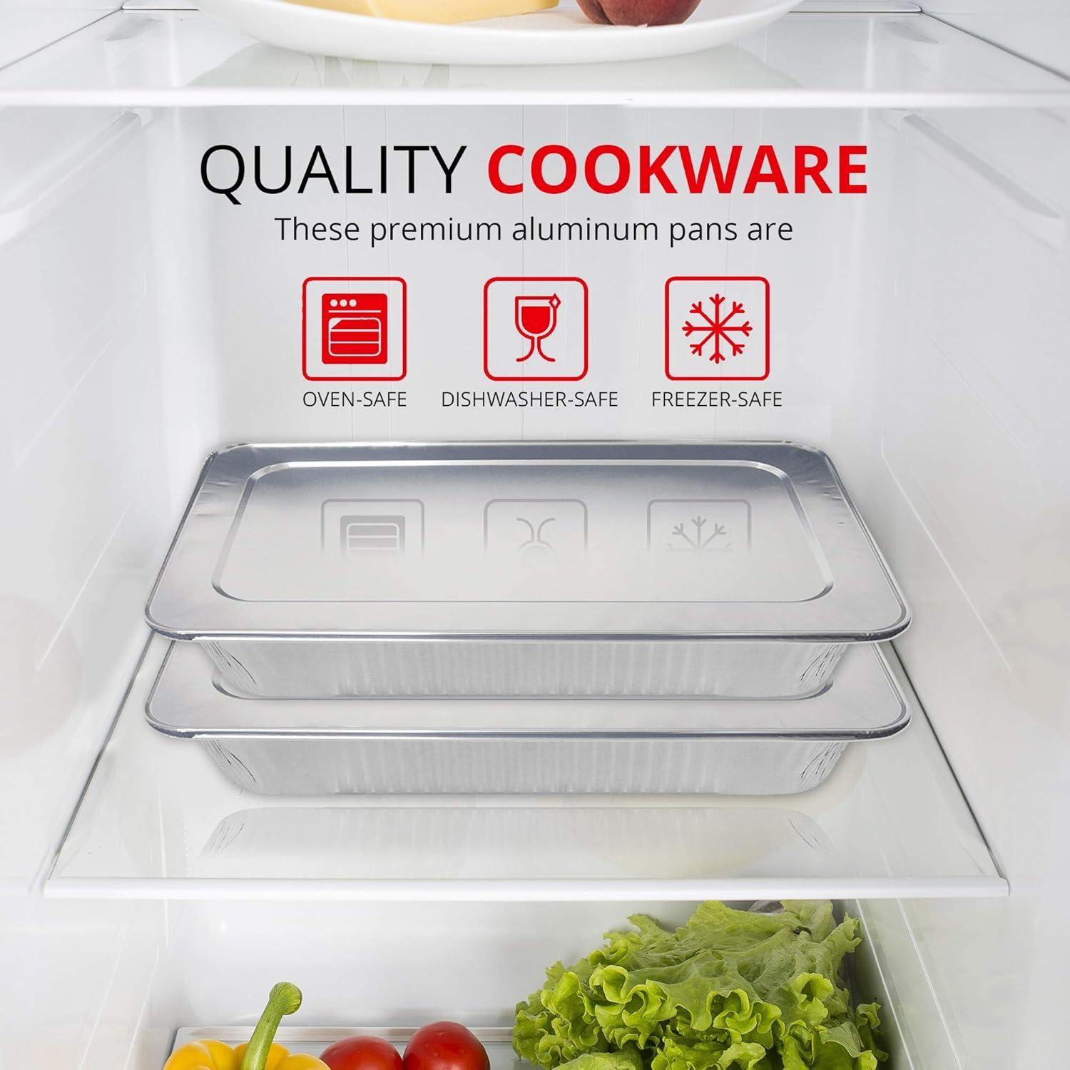 imageAluminum Pans with Lids 21x13 Disposable Roasting Pans with Covers 10 Foil Pans and 10 Foil Lids Sturdy Catering Pans Disposable Food Containers Great for Prepping Large Slabs of Meat