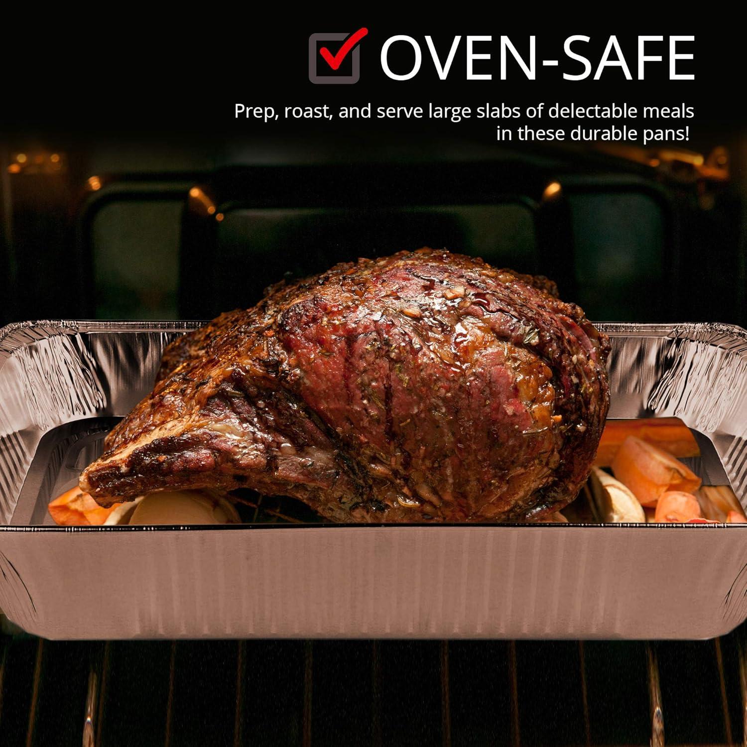 imageAluminum Pans with Lids 21x13 Disposable Roasting Pans with Covers 10 Foil Pans and 10 Foil Lids Sturdy Catering Pans Disposable Food Containers Great for Prepping Large Slabs of Meat