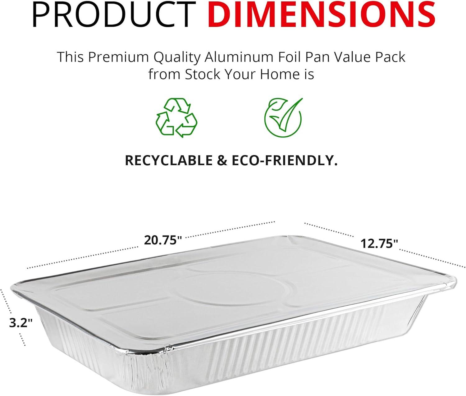 imageAluminum Pans with Lids 21x13 Disposable Roasting Pans with Covers 10 Foil Pans and 10 Foil Lids Sturdy Catering Pans Disposable Food Containers Great for Prepping Large Slabs of Meat