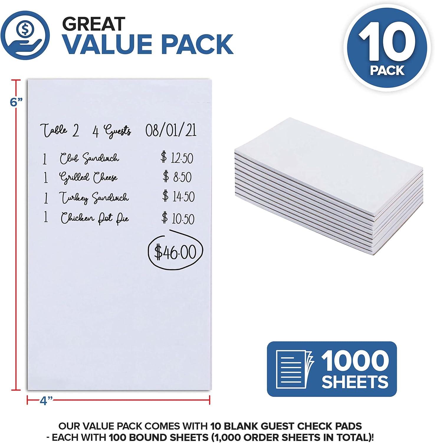 imageBlank Scratch Pads 10 Pack White Note Pads Memo Notepads Small Desk Scratch Paper 4x6 Note Paper Guest Check Book Server Note Pads for Diners 1000 Total Blank Sheets Stock Your Home