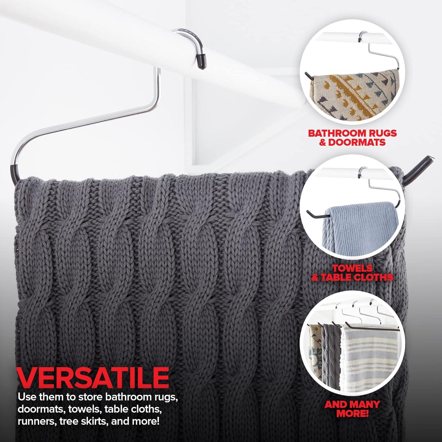 imageBlanket Hangers Set of 6 Heavy Duty Stainless Steel Hanger with Black Vinyl Nonslip Coating Great for Closet Storage of Quilts Comforters Bedding Table Cloths Towels Rugs and Sleeping Bags3 Pack