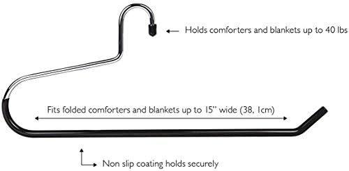 imageBlanket Hangers Set of 6 Heavy Duty Stainless Steel Hanger with Black Vinyl Nonslip Coating Great for Closet Storage of Quilts Comforters Bedding Table Cloths Towels Rugs and Sleeping Bags6 Pack