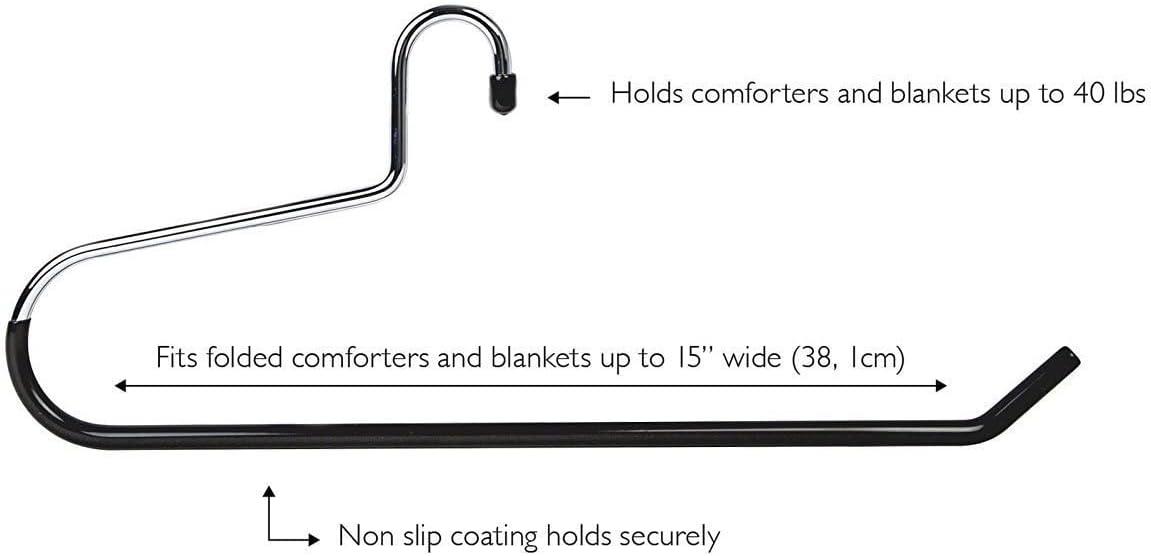 imageBlanket Hangers Set of 6 Heavy Duty Stainless Steel Hanger with Black Vinyl Nonslip Coating Great for Closet Storage of Quilts Comforters Bedding Table Cloths Towels Rugs and Sleeping Bags36 Pack