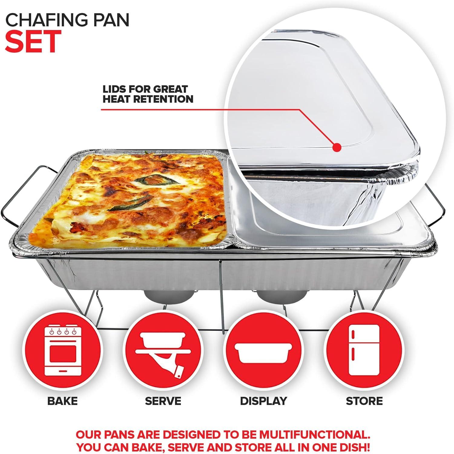 imageChafing Dish Buffet Set with Cover Disposable 21x13 5 Pack 9x13 amp Lids 10 Pack Aluminum Serving Trays Catering Pans for Keeping Food Warm Chaffing Dishes for Buffets and Parties Warming TrayChafing Dishes With Lids