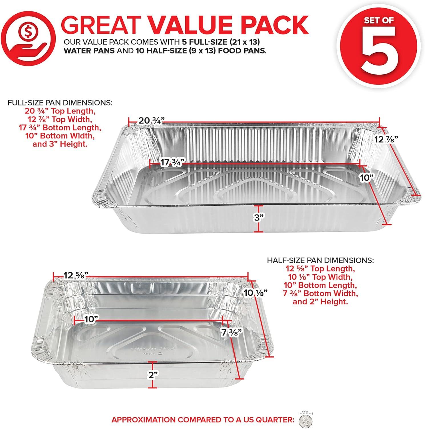 imageChafing Dish Buffet Set with Cover Disposable 21x13 5 Pack 9x13 amp Lids 10 Pack Aluminum Serving Trays Catering Pans for Keeping Food Warm Chaffing Dishes for Buffets and Parties Warming TrayChafing Dishes Without Lids
