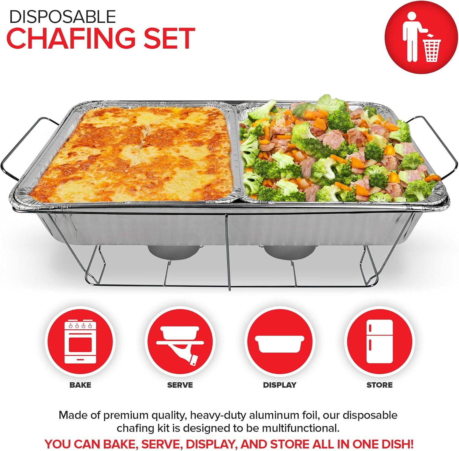 imageChafing Dish Buffet Set with Cover Disposable 21x13 5 Pack 9x13 amp Lids 10 Pack Aluminum Serving Trays Catering Pans for Keeping Food Warm Chaffing Dishes for Buffets and Parties Warming TrayChafing Dishes Without Lids
