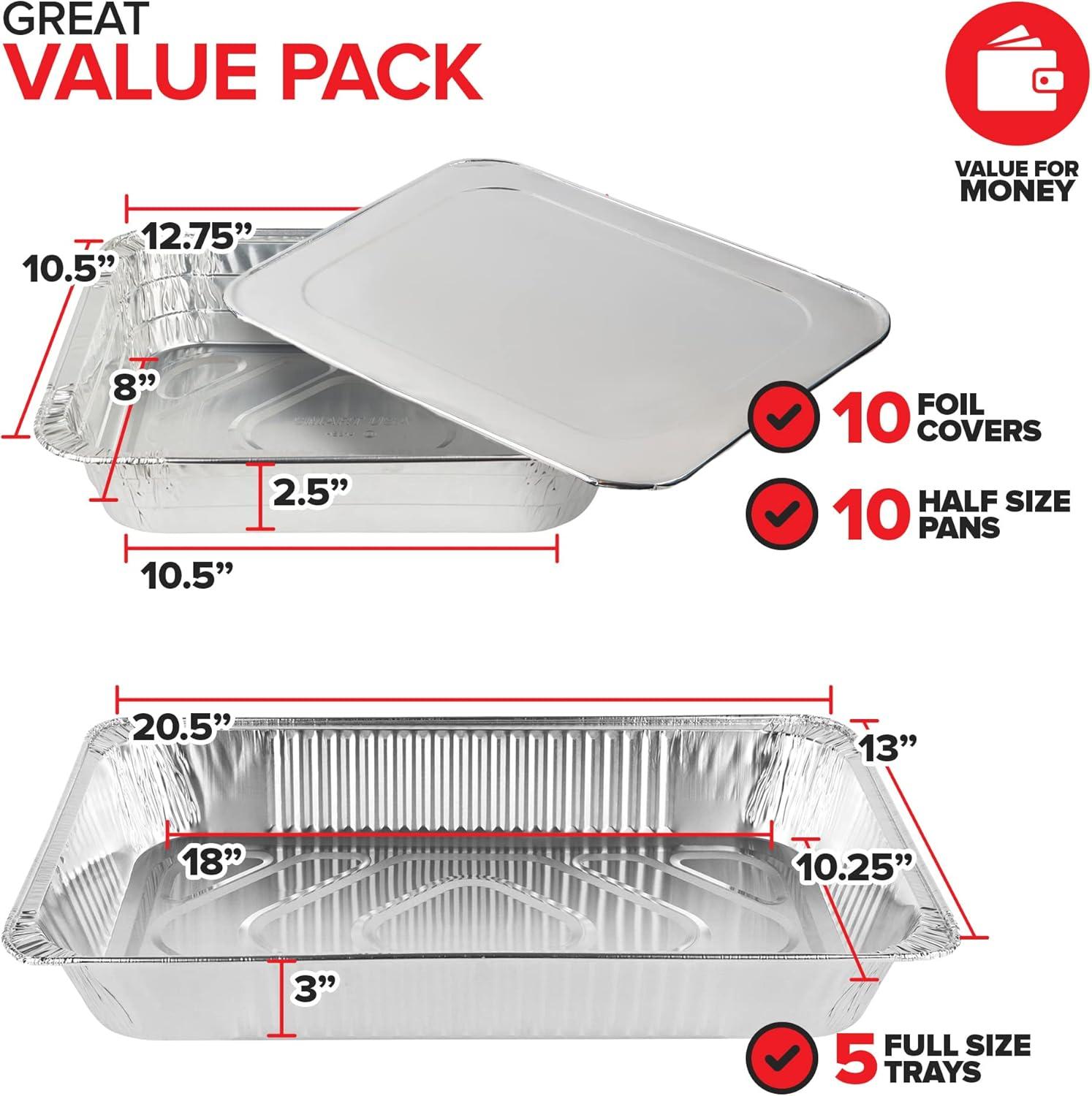 imageChafing Dish Buffet Set with Cover Disposable 21x13 5 Pack 9x13 amp Lids 10 Pack Aluminum Serving Trays Catering Pans for Keeping Food Warm Chaffing Dishes for Buffets and Parties Warming TrayChafing Dishes With Lids