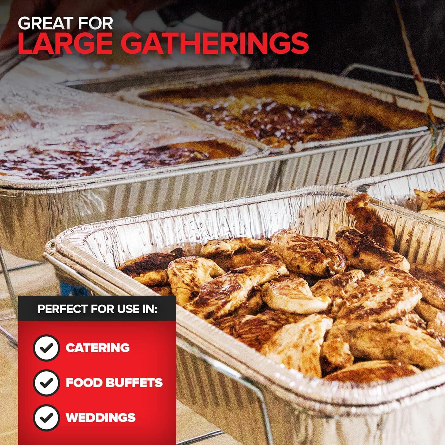 imageChafing Dish Buffet Set with Cover Disposable 21x13 5 Pack 9x13 amp Lids 10 Pack Aluminum Serving Trays Catering Pans for Keeping Food Warm Chaffing Dishes for Buffets and Parties Warming TrayChafing Dishes With Lids