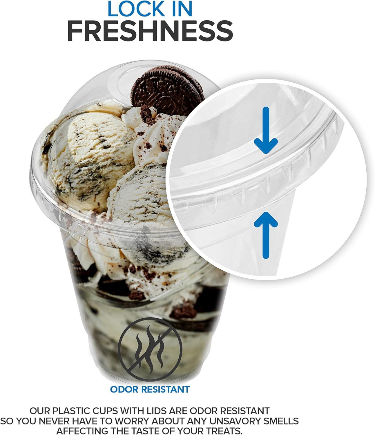 imageClear Plastic Dessert Cups with Lids 8 oz Set of 50 Small Disposable Parfait Cup Dome Lid No Hole 8Ounce Party Fruit Containers Banana Pudding Bowl Jello Ice Cream Desserts Container12 Ounce