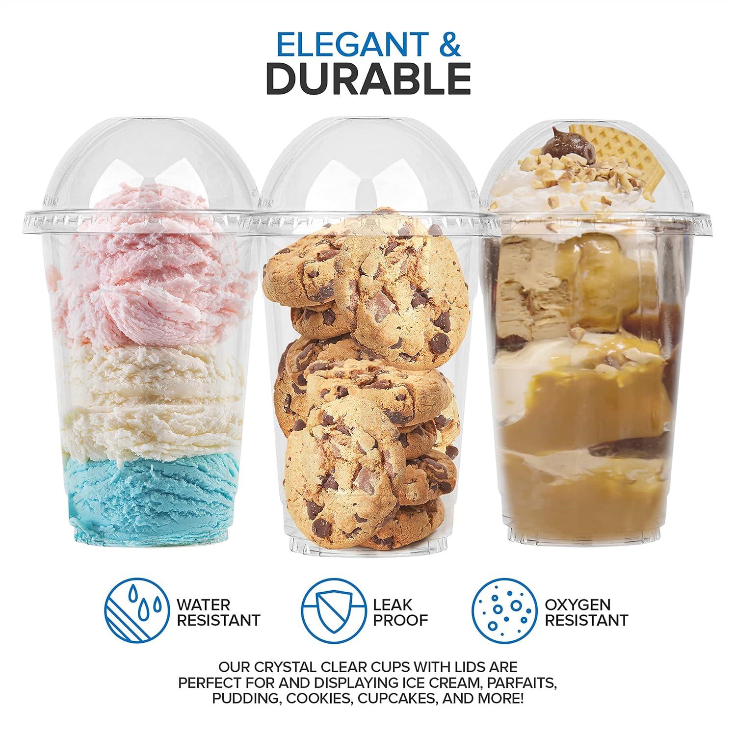 imageClear Plastic Dessert Cups with Lids 8 oz Set of 50 Small Disposable Parfait Cup Dome Lid No Hole 8Ounce Party Fruit Containers Banana Pudding Bowl Jello Ice Cream Desserts Container16 Ounce