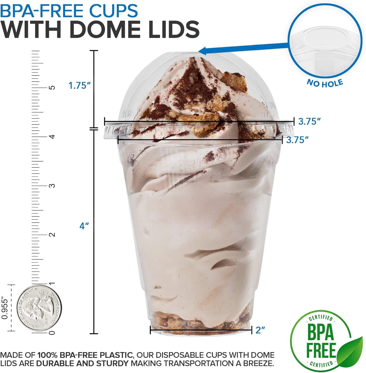 imageClear Plastic Dessert Cups with Lids 8 oz Set of 50 Small Disposable Parfait Cup Dome Lid No Hole 8Ounce Party Fruit Containers Banana Pudding Bowl Jello Ice Cream Desserts Container12 Ounce