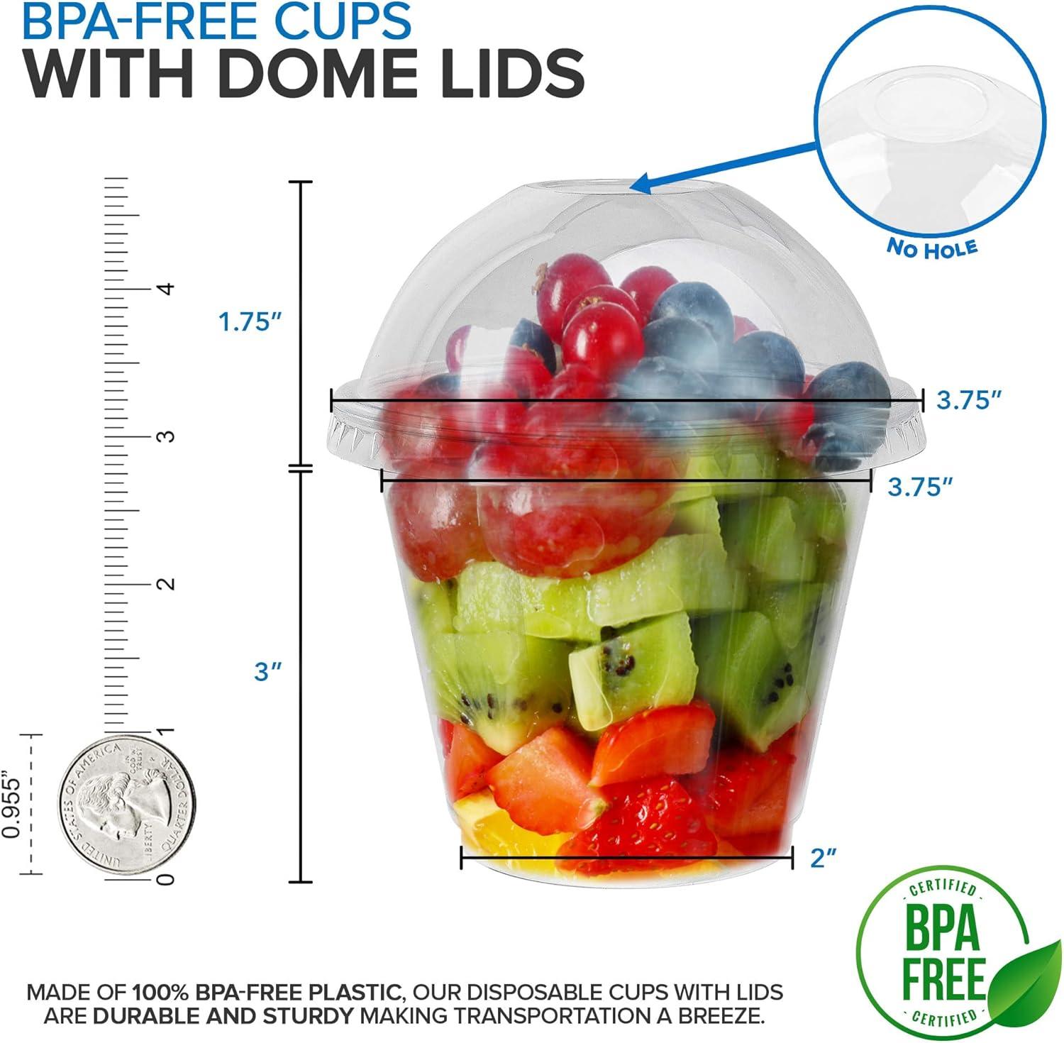 imageClear Plastic Dessert Cups with Lids 8 oz Set of 50 Small Disposable Parfait Cup Dome Lid No Hole 8Ounce Party Fruit Containers Banana Pudding Bowl Jello Ice Cream Desserts Container9 Ounce