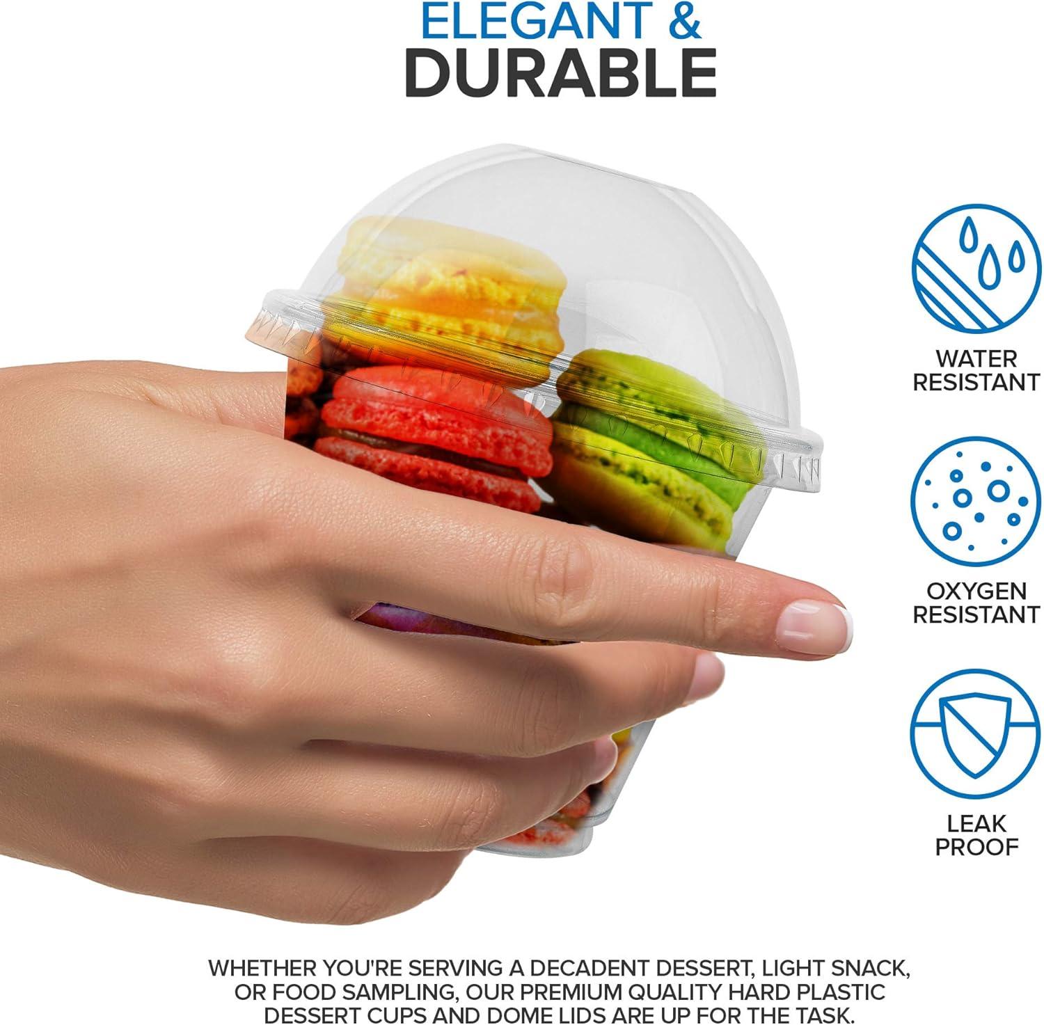 imageClear Plastic Dessert Cups with Lids 8 oz Set of 50 Small Disposable Parfait Cup Dome Lid No Hole 8Ounce Party Fruit Containers Banana Pudding Bowl Jello Ice Cream Desserts Container9 Ounce