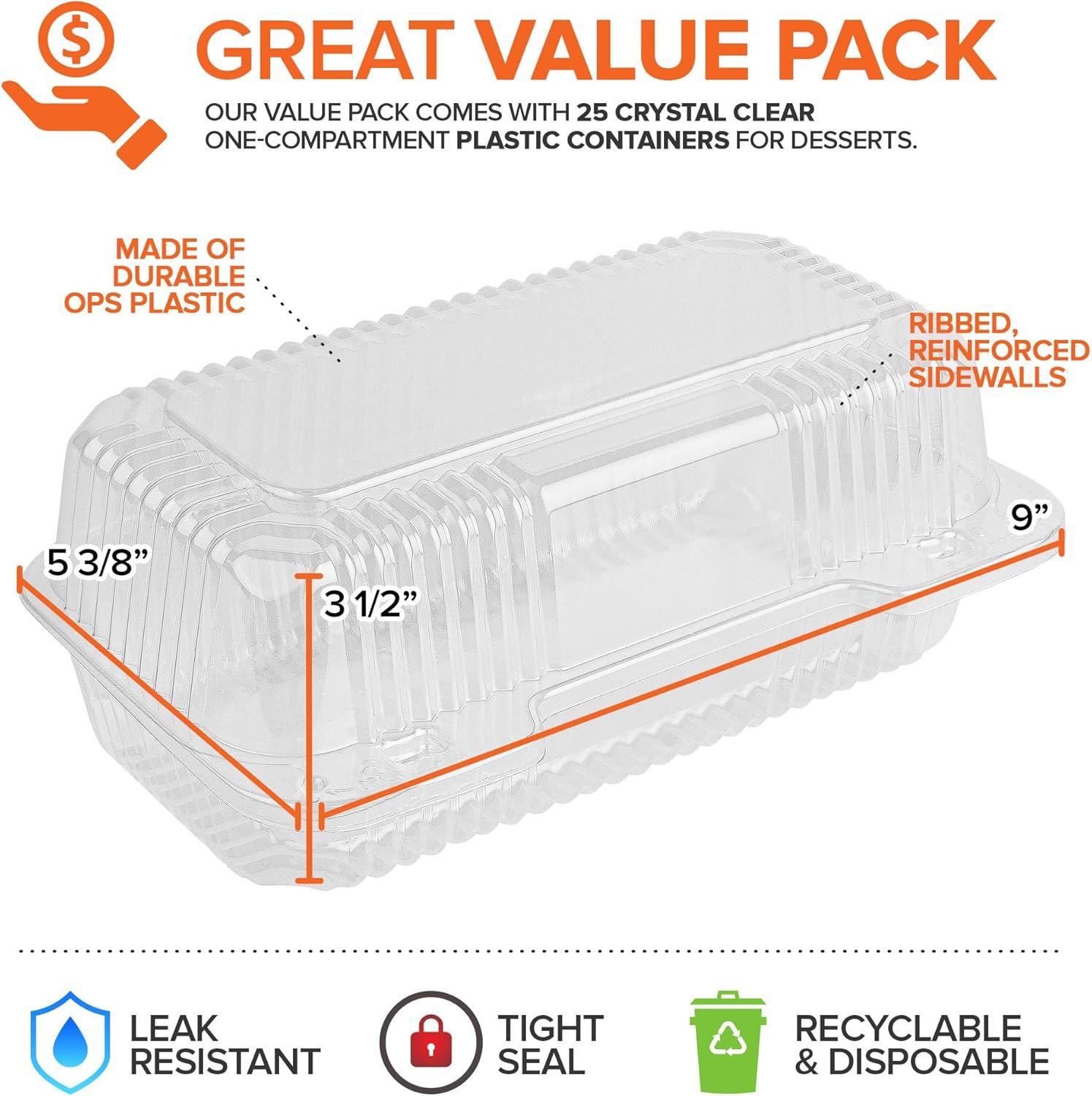 imageDisposable Plastic To Go Containers with Clear Lids 50 Pack Fancy Hinged Top Square Clamshell Food Boxes for Take Out Home Party Togo Clam Shell Box to Carry Cake Dessert Small Sandwich9 x 5 25 Count
