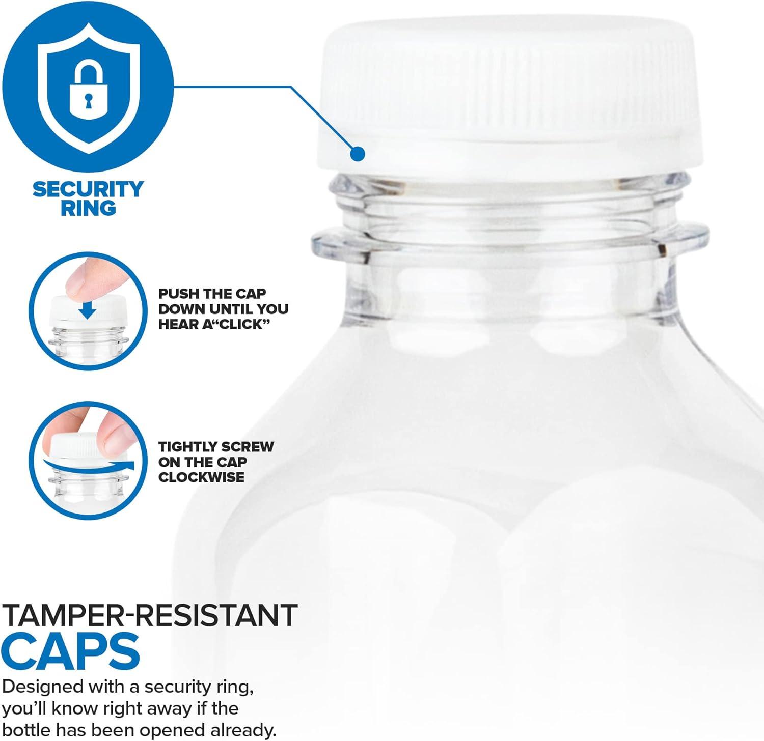 imageEmpty Plastic Juice Bottles Bulk with Caps for Juicing amp Smoothies Reusable Clear 16 Ounce Drink Containers for Mini Fridge Juicer Shots Small 16 oz 12 PackWhite Cap