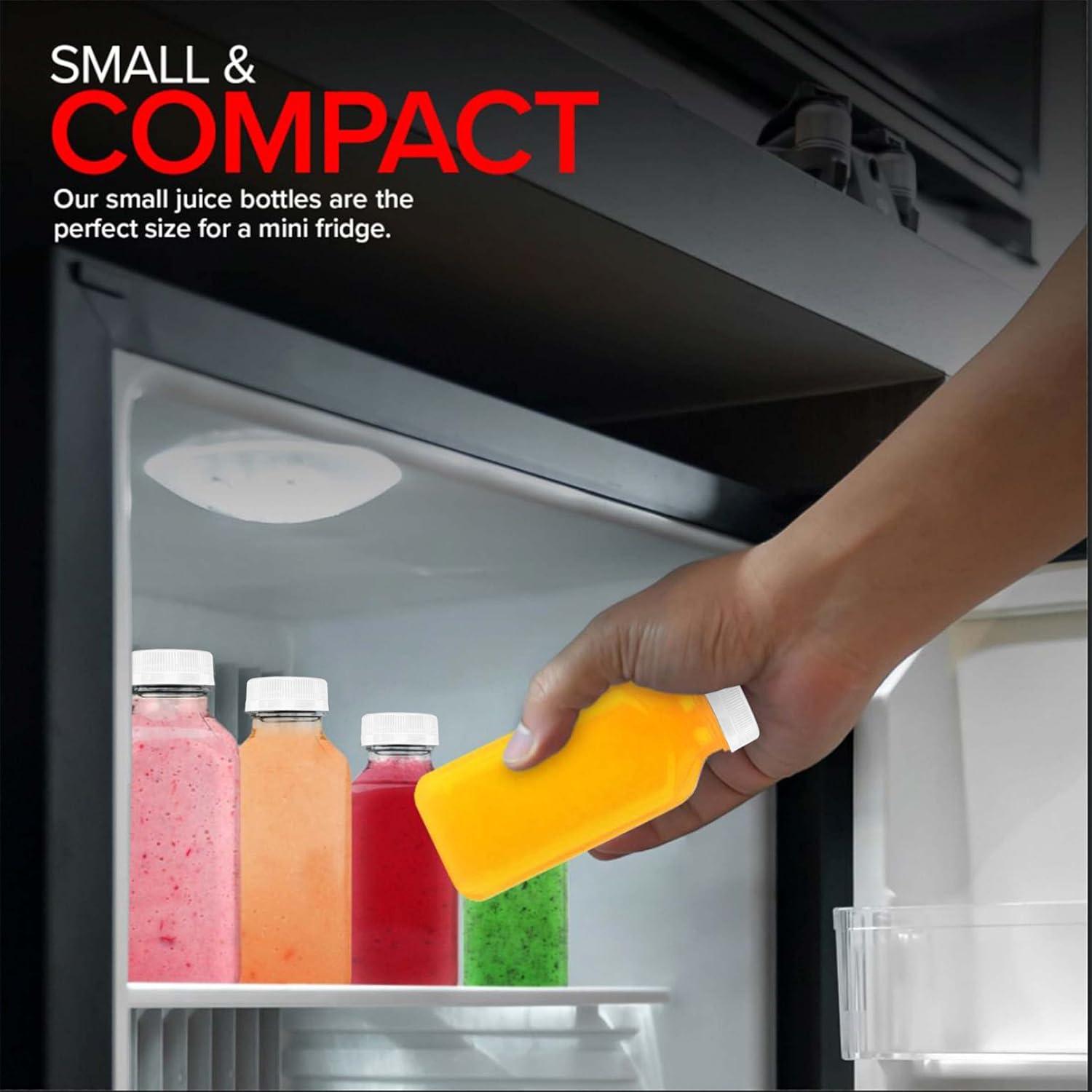 imageEmpty Plastic Juice Bottles Bulk with Caps for Juicing amp Smoothies Reusable Clear 16 Ounce Drink Containers for Mini Fridge Juicer Shots Small 16 oz 12 PackWhite Cap