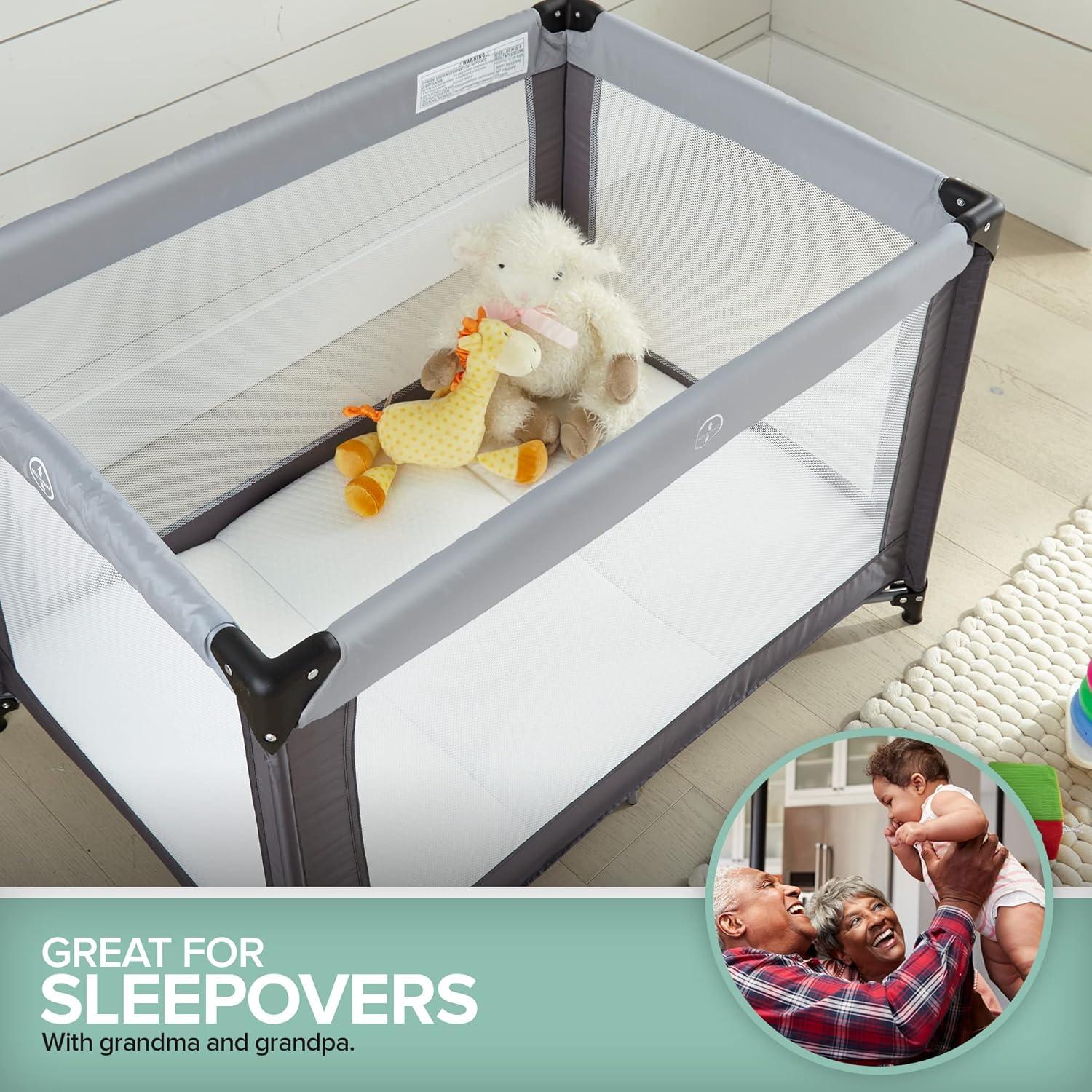 imageFoldable Travel Pack n Play Mattress Pad with Bag Waterproof Portable Mini Crib Mattresses Baby Bed Playpen Memory Foam Topper Playard Pen Accessories Traveling Case IncludedFoldable