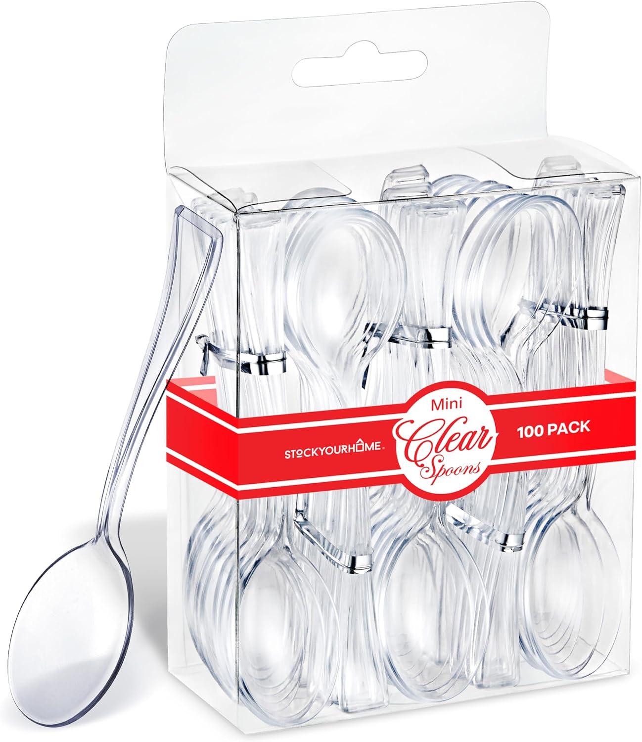 imageGold Plastic Mini Spoons Disposable 4 inch 80 Pack Tasting Spoon Dessert Mini spoon for Ice Cream Taster Small Sample Desserts Gelato Sampling Fancy Miniature Pudding Little Appetizers BulkClear