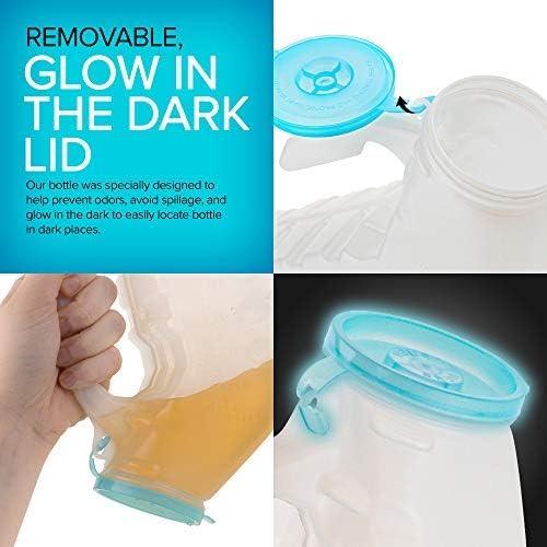 imageMale Urinal with Glow in The Dark Lid 2 Bottles 32 Oz Urine Bottles for Men Pee Bottles for Hospitals Emergency and Travel6 Count Pack of 1