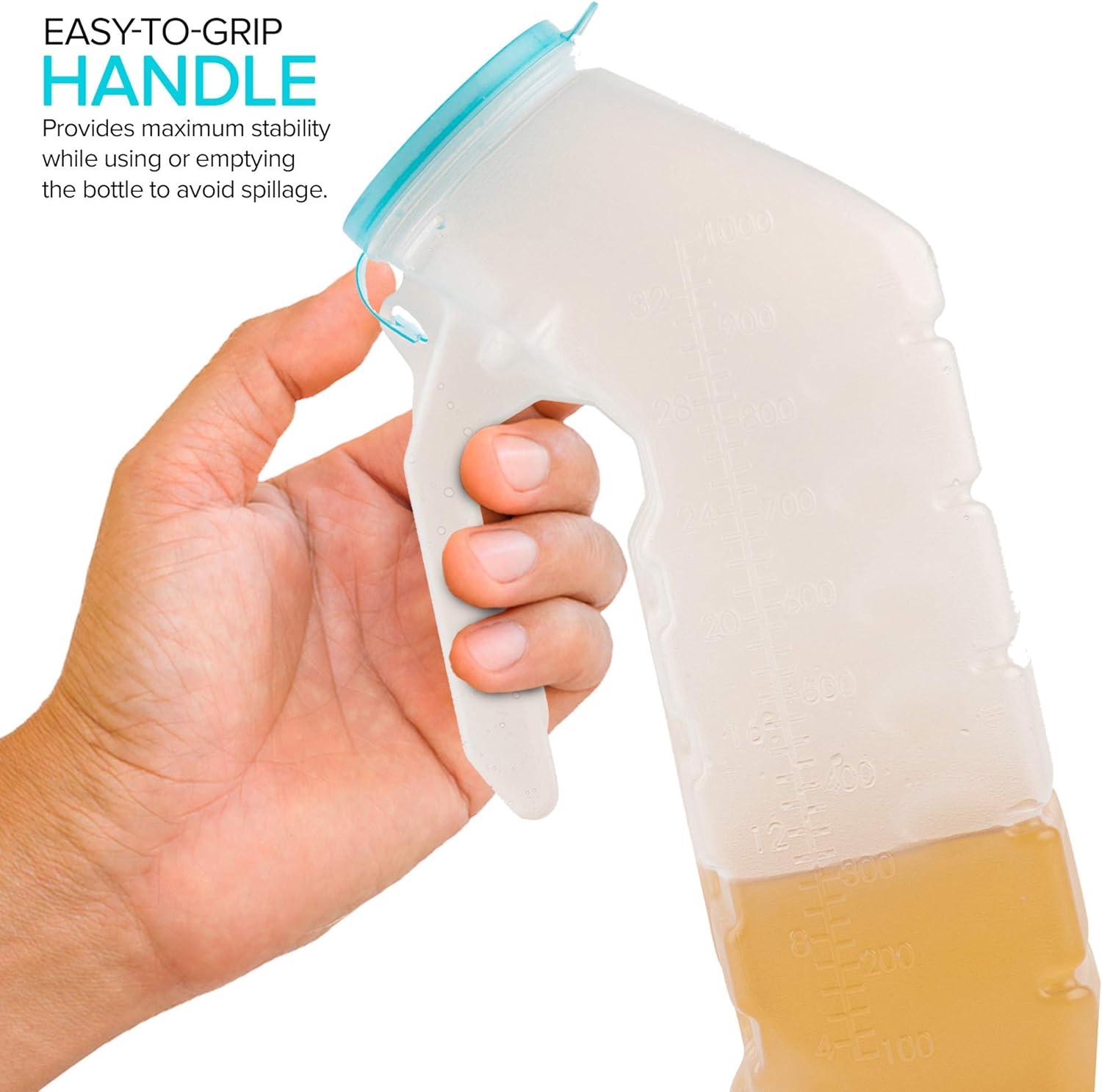 imageMale Urinal with Glow in The Dark Lid 2 Bottles 32 Oz Urine Bottles for Men Pee Bottles for Hospitals Emergency and TravelMale Urinal 30 Pack