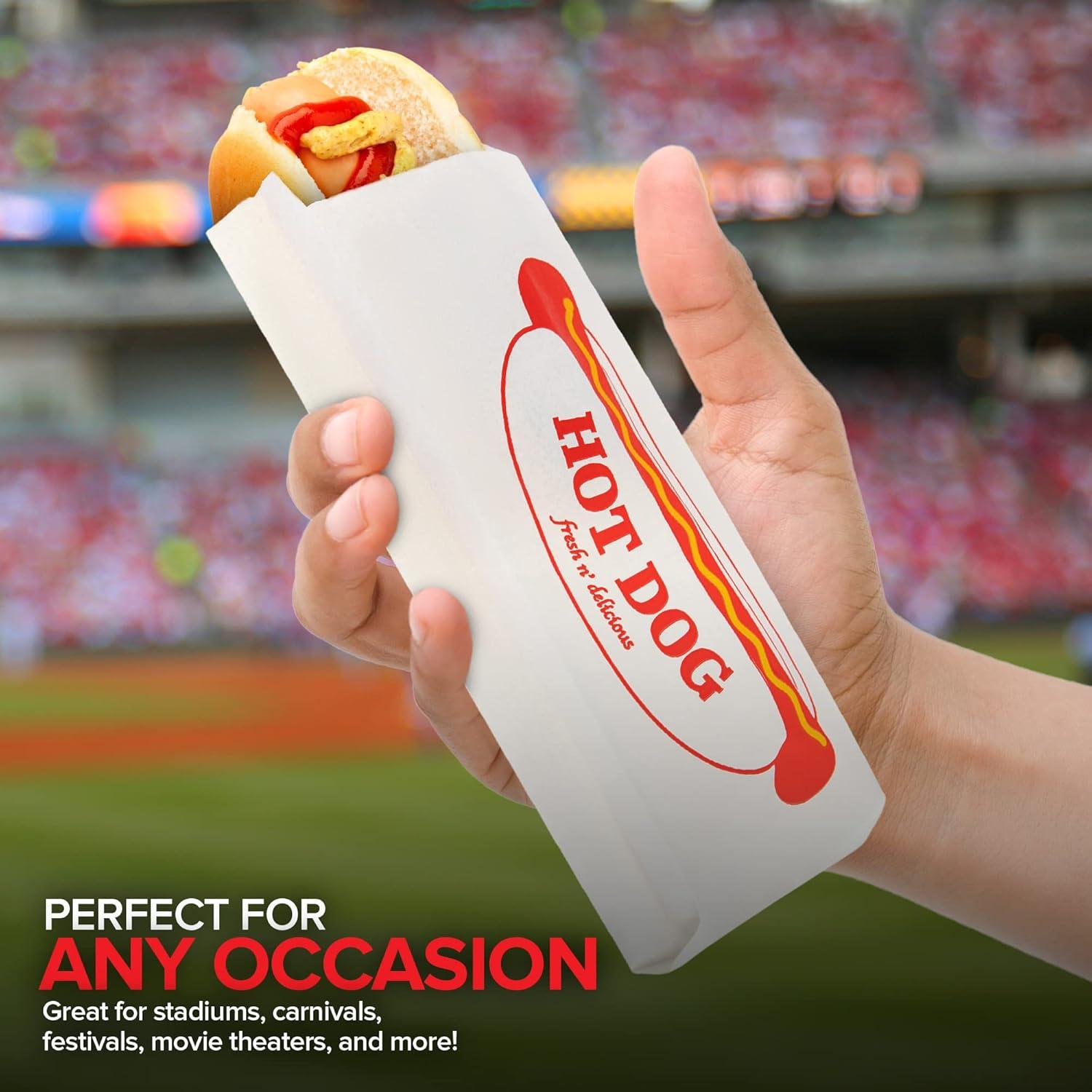 imagePaper Hot Dog Bags 100 Pack Microwavable Leak Resistant Sleeves for Food Stands Food Trucks Take Out Delivery Stock Your Home