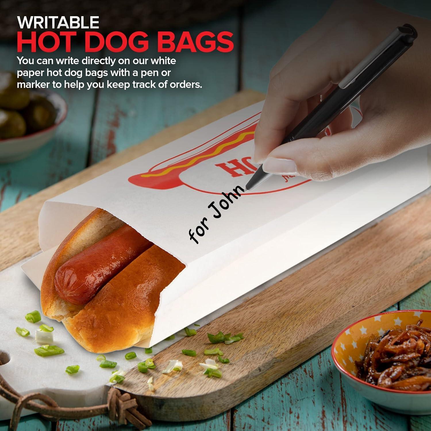 imagePaper Hot Dog Bags 100 Pack Microwavable Leak Resistant Sleeves for Food Stands Food Trucks Take Out Delivery Stock Your Home