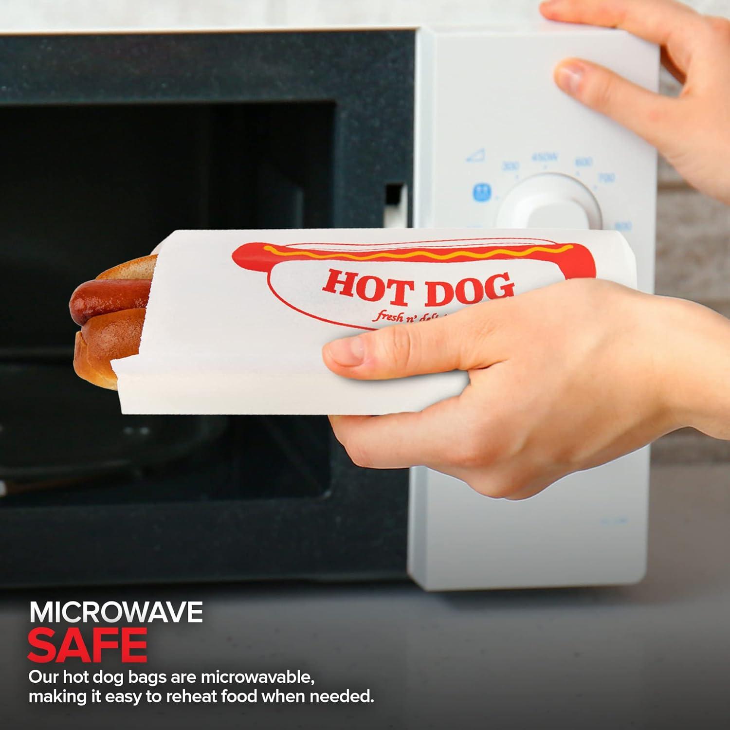 imagePaper Hot Dog Bags 100 Pack Microwavable Leak Resistant Sleeves for Food Stands Food Trucks Take Out Delivery Stock Your Home