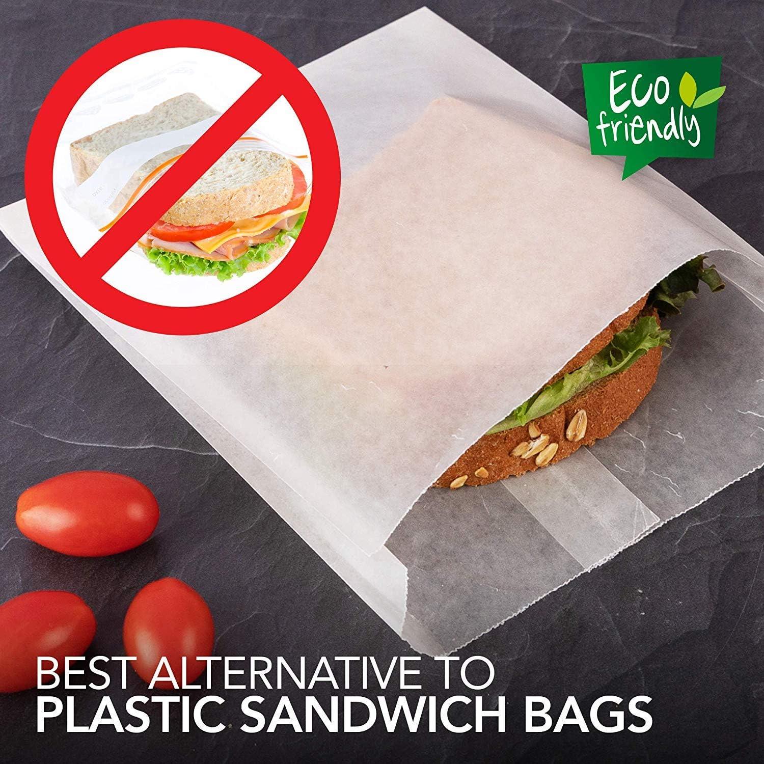 imagePaper Sandwich Bags Bulk Wax Paper 200 Pack 7 x 6 x 1 Wet Wax Paper Food Grade Grease Resistant Wax White Glassine Bags Paper Bags for Bakery Cookies Candy Snacks French Fries