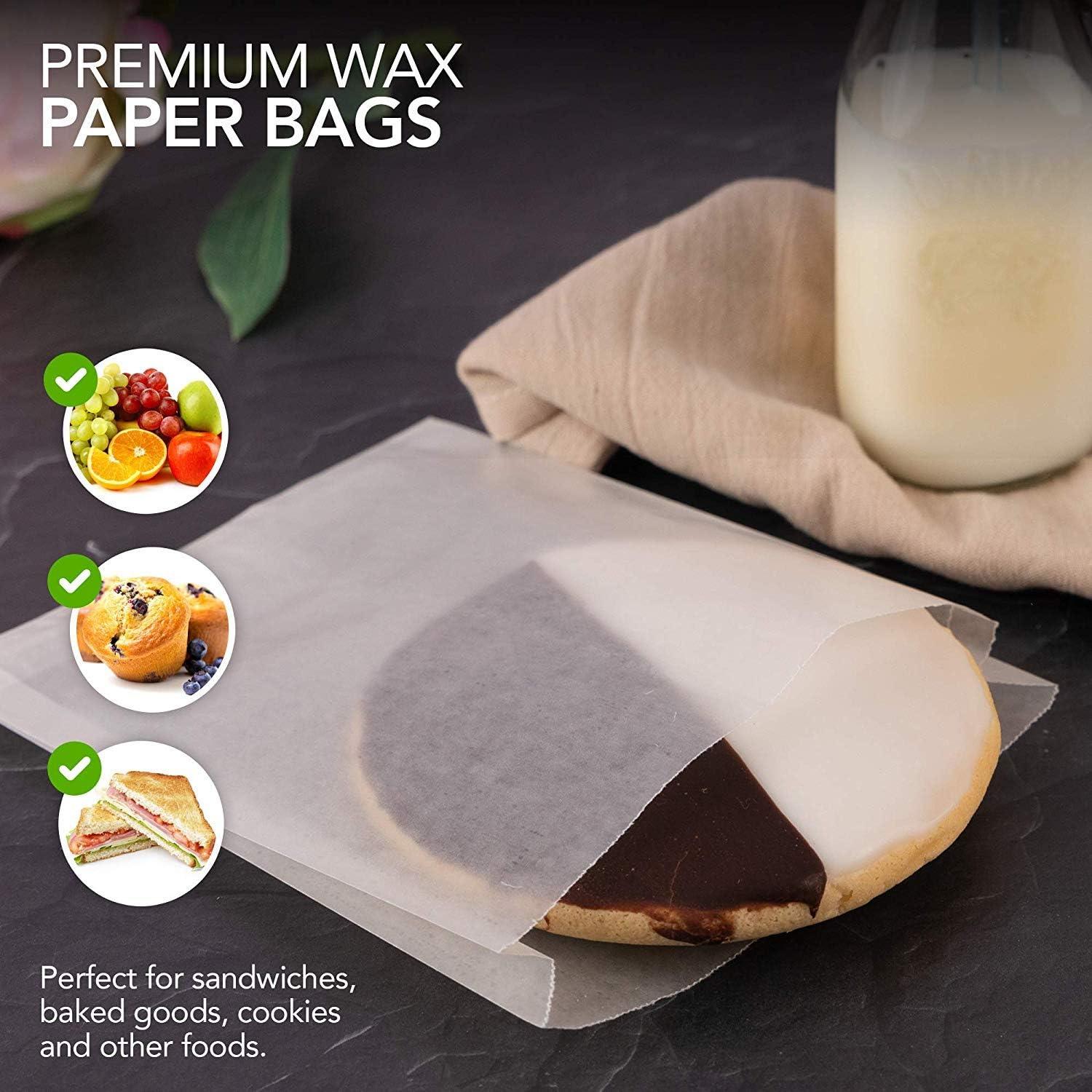 imagePaper Sandwich Bags Bulk Wax Paper 200 Pack 7 x 6 x 1 Wet Wax Paper Food Grade Grease Resistant Wax White Glassine Bags Paper Bags for Bakery Cookies Candy Snacks French Fries