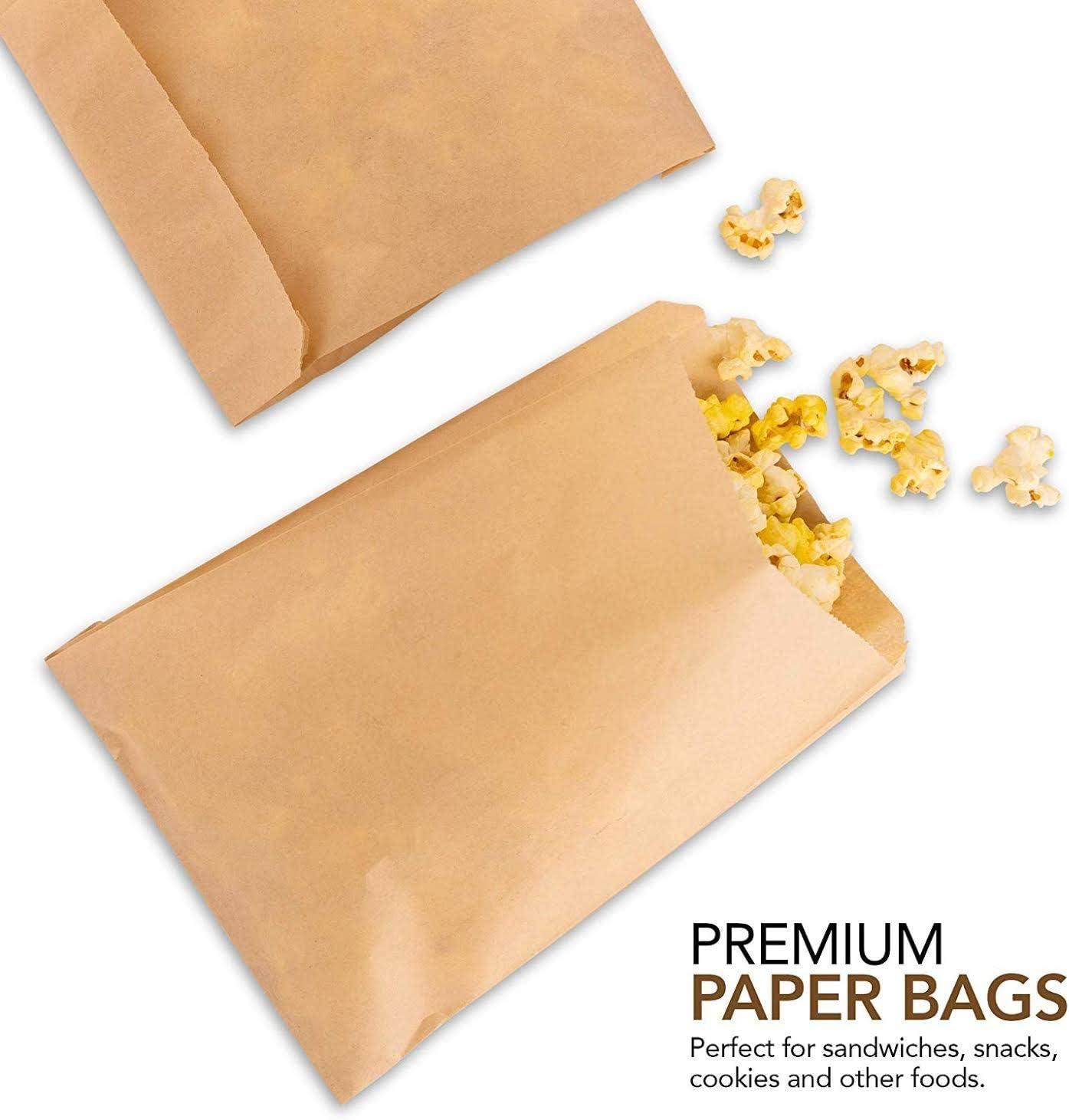 imagePaper Sandwich Bags Kraft Brown 125 Pack Food Grade Bags with White Round Stickers for Sealing Unbleached Compostable Natural Kraft Paper Stock Bags for Bakery Cookies Treats Snacks Sandwiches400 Count