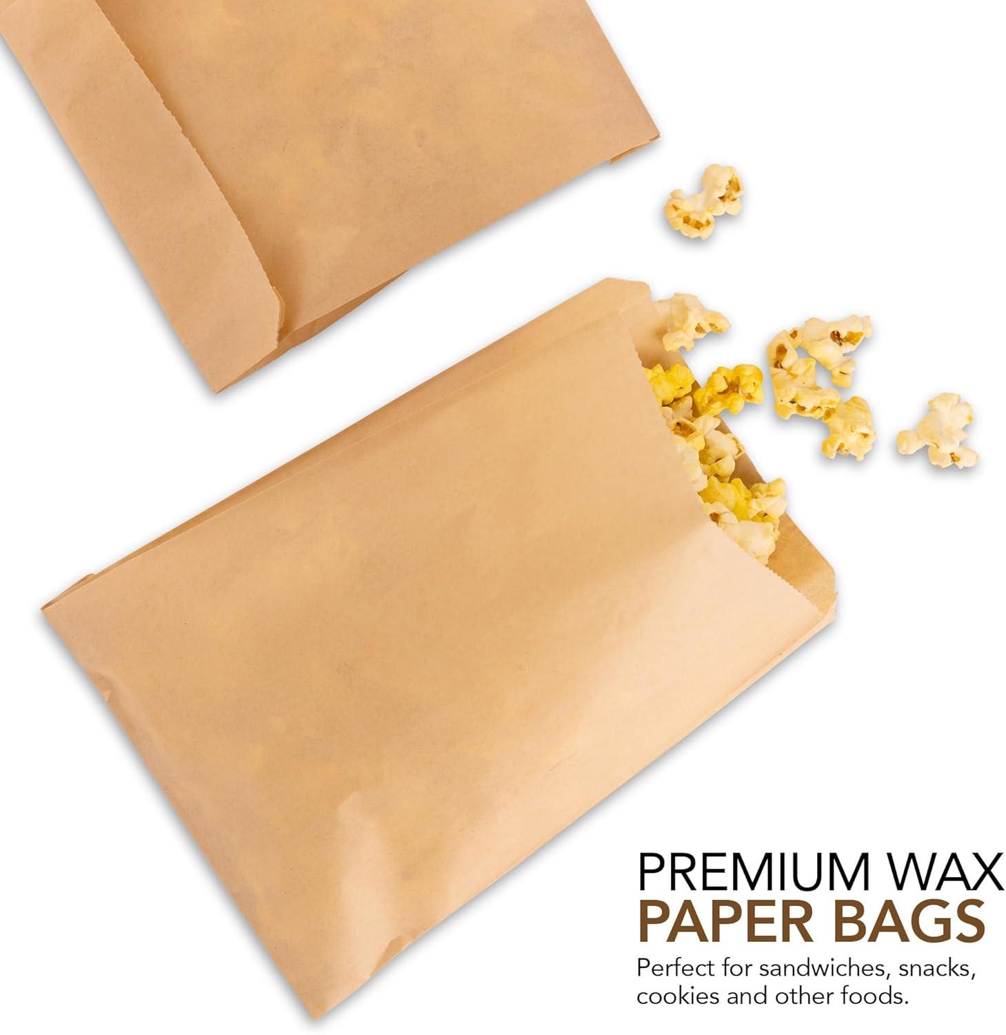 imagePaper Sandwich Bags Kraft Brown 125 Pack Food Grade Bags with White Round Stickers for Sealing Unbleached Compostable Natural Kraft Paper Stock Bags for Bakery Cookies Treats Snacks Sandwiches125 Count