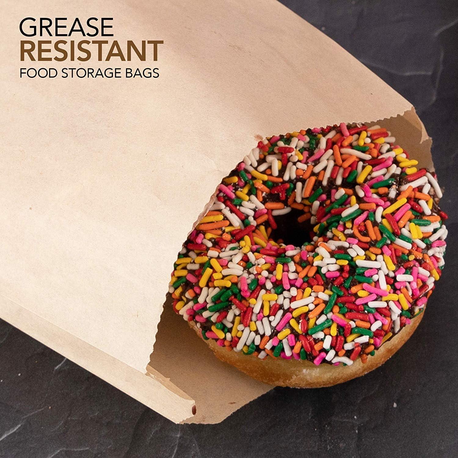 imagePaper Sandwich Bags Kraft Brown 125 Pack Food Grade Bags with White Round Stickers for Sealing Unbleached Compostable Natural Kraft Paper Stock Bags for Bakery Cookies Treats Snacks Sandwiches400 Count