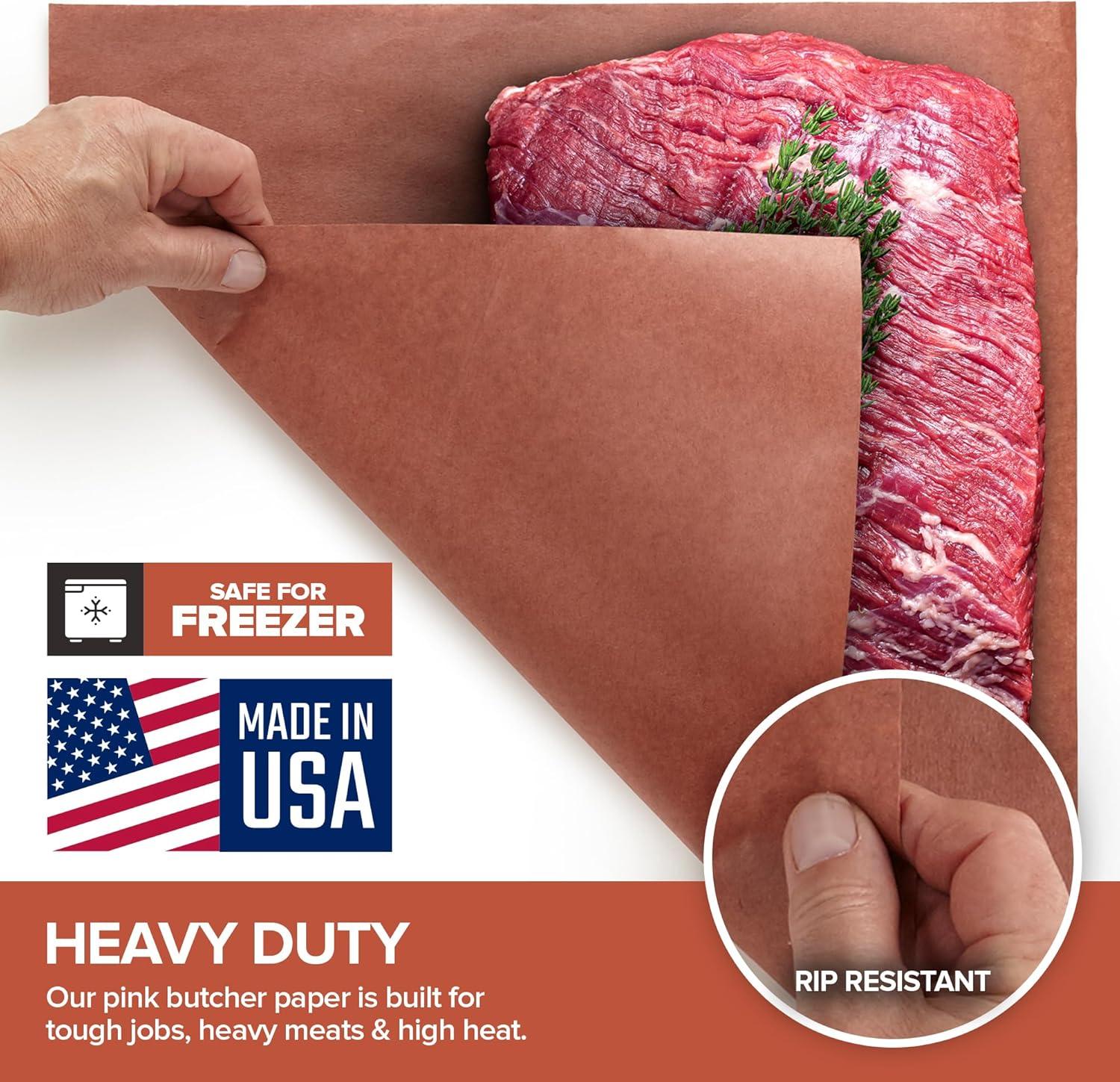 imagePink Butcher Paper Roll 18x175 2100 Inch Peach Butcher Paper for Smoker Food Grade Brisket Ribs BBQ Smoking Meat USA Made Unbleached Unwaxed and Uncoated Stock Your Home