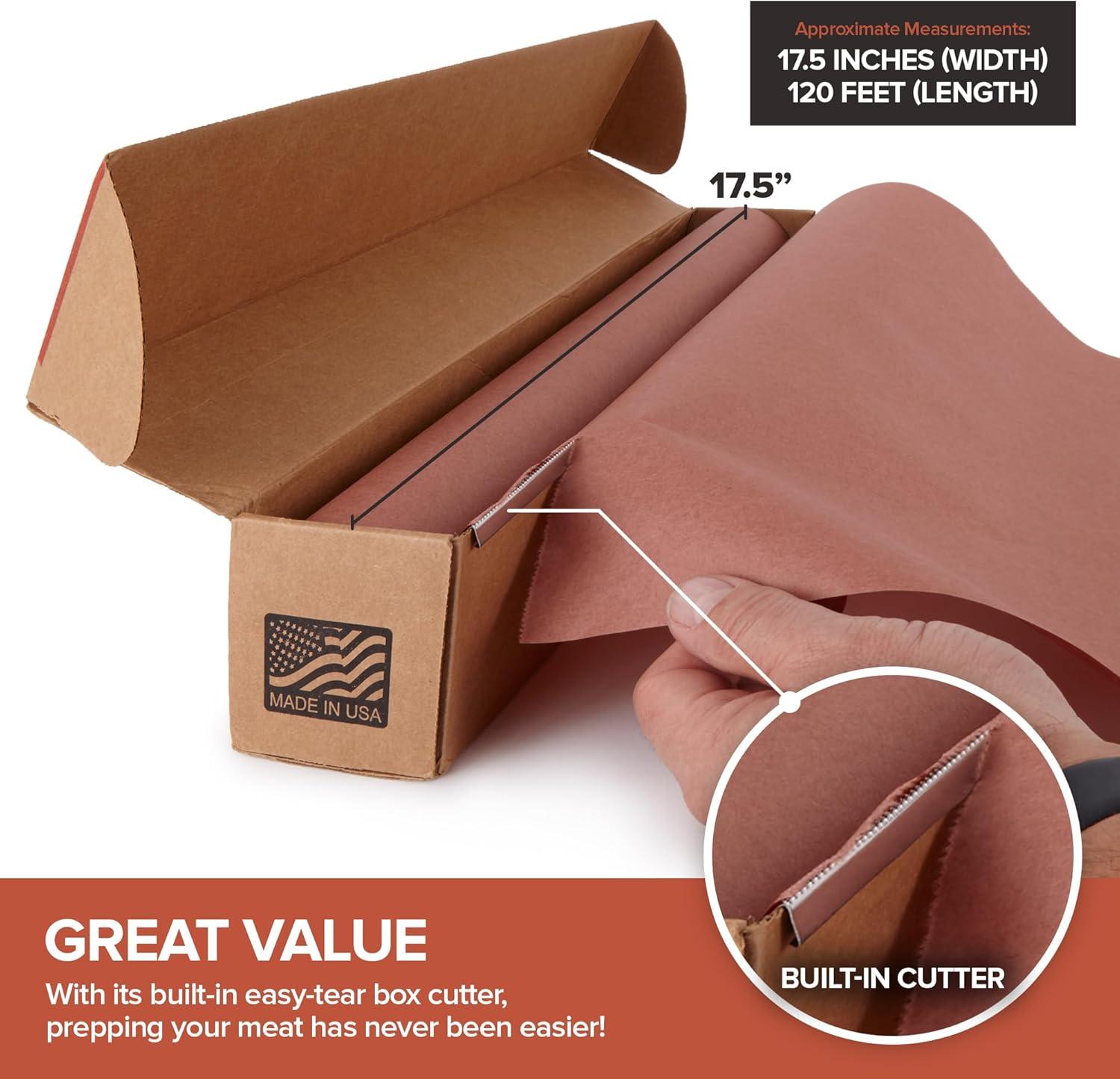 imagePink Butcher Paper Roll with Dispenser Box 120 Foot Peach Colored Paper for Smoking amp Freezing Brisket Ribs BBQ