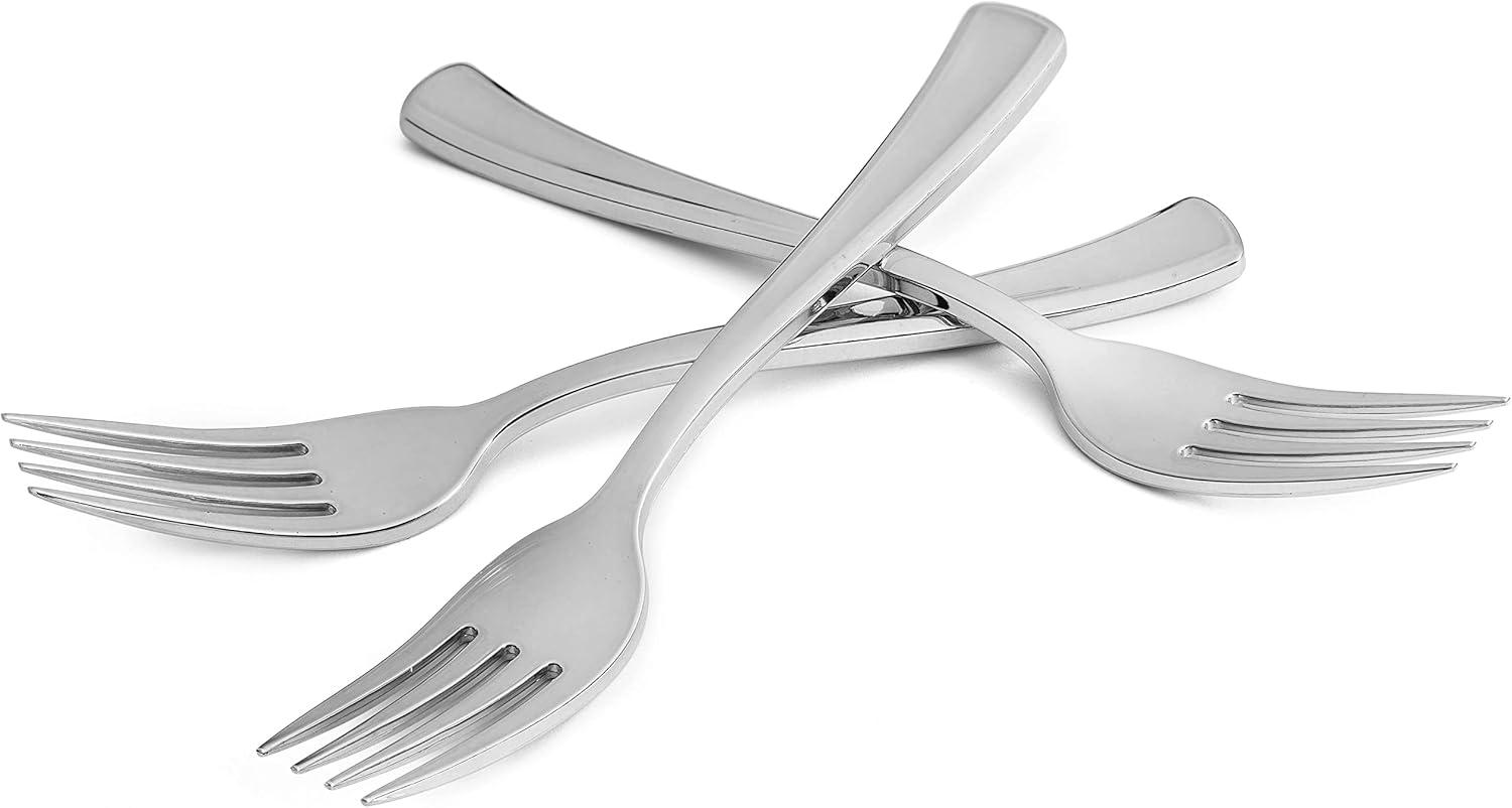 imagePlastic Silver Forks 75 Pack Glossy Silver Cutlery Heavy Weight Durable for Parties Stock Your HomeSilver