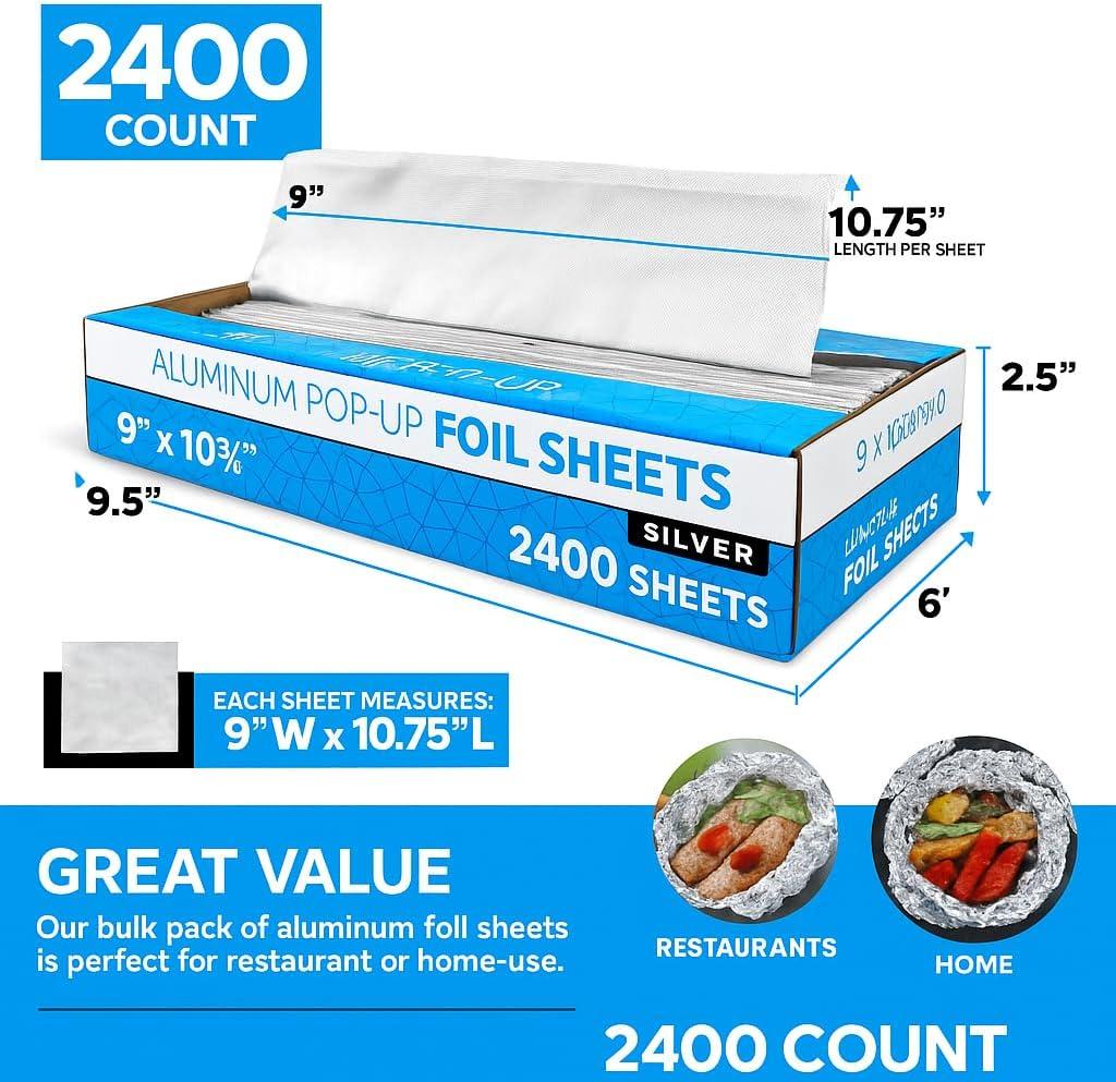 imagePreCut Deli Aluminum Foil Sheets 500 Count 15 ExtraWide HeavyDuty PopUp Sheets for Restaurant Use Disposable Tin Foil for Burritos Hot Dogs amp Sandwiches12 Inch