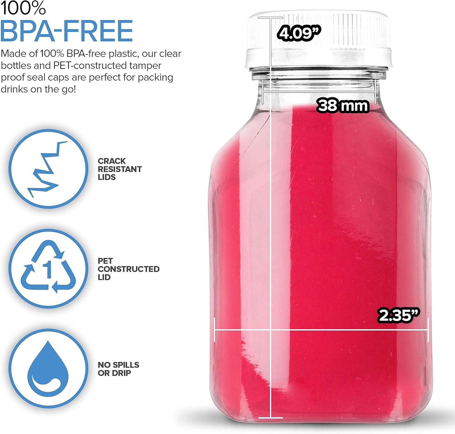 imageReusable Clear Juice Bottles with Caps for Juicing amp Smoothies 8 Ounce Empty Plastic Drink Containers for Mini Fridge Juicer Shots Small Water Bottles Bulk 8 oz 12 Pack